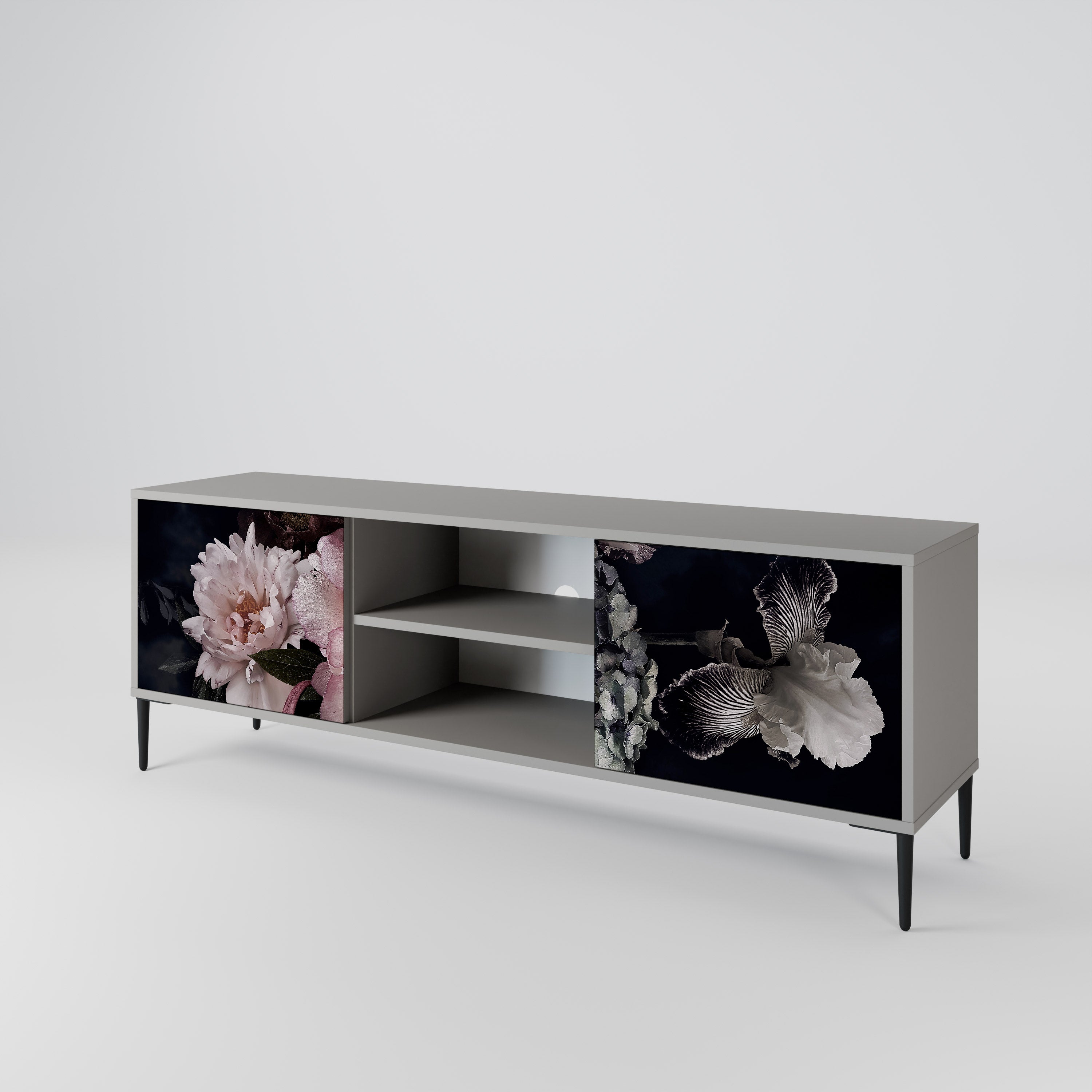 Βάση τηλεόρασης PURE BLOSSOM με 2 πόρτες σε γκρι φινίρισμα