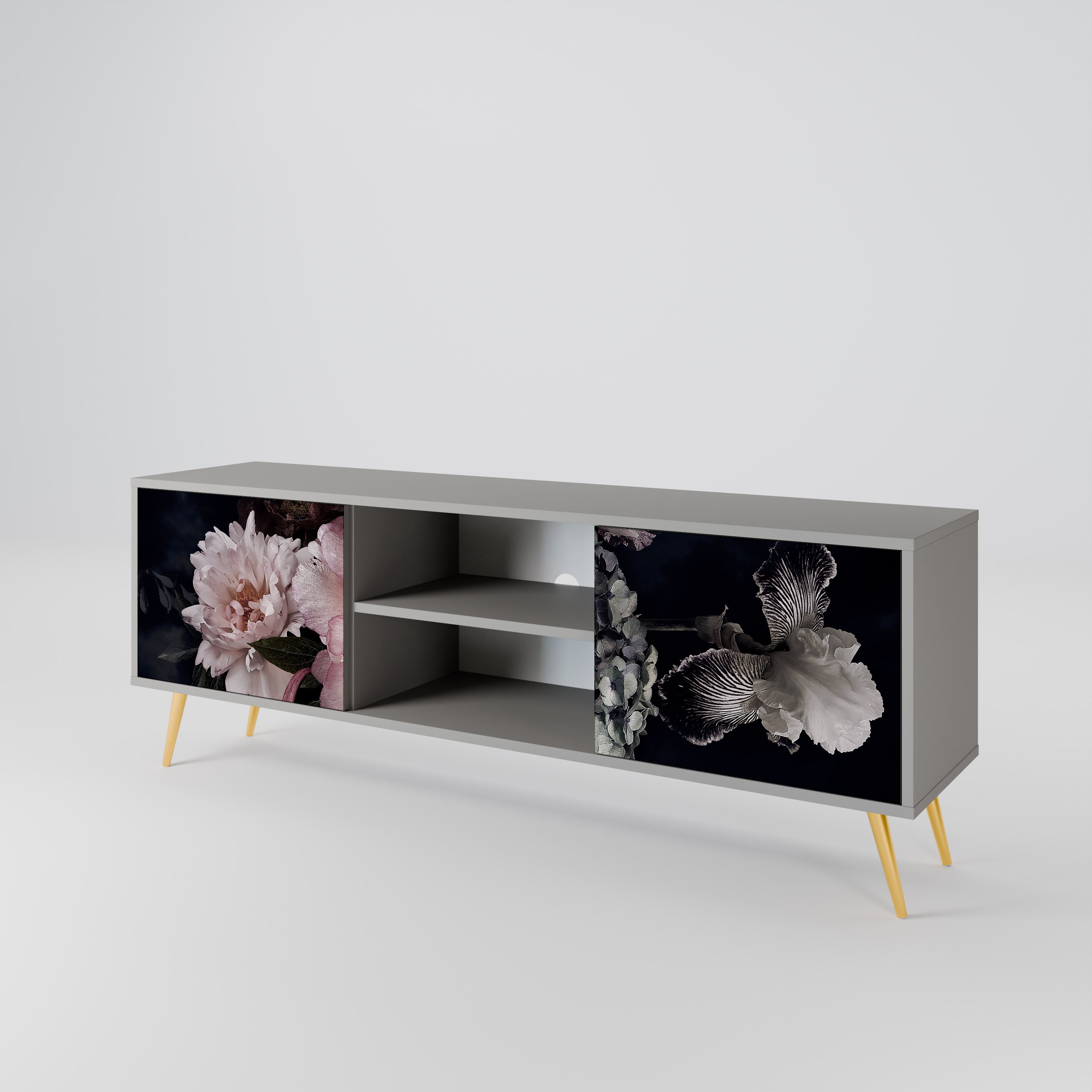 Βάση τηλεόρασης PURE BLOSSOM με 2 πόρτες σε γκρι φινίρισμα