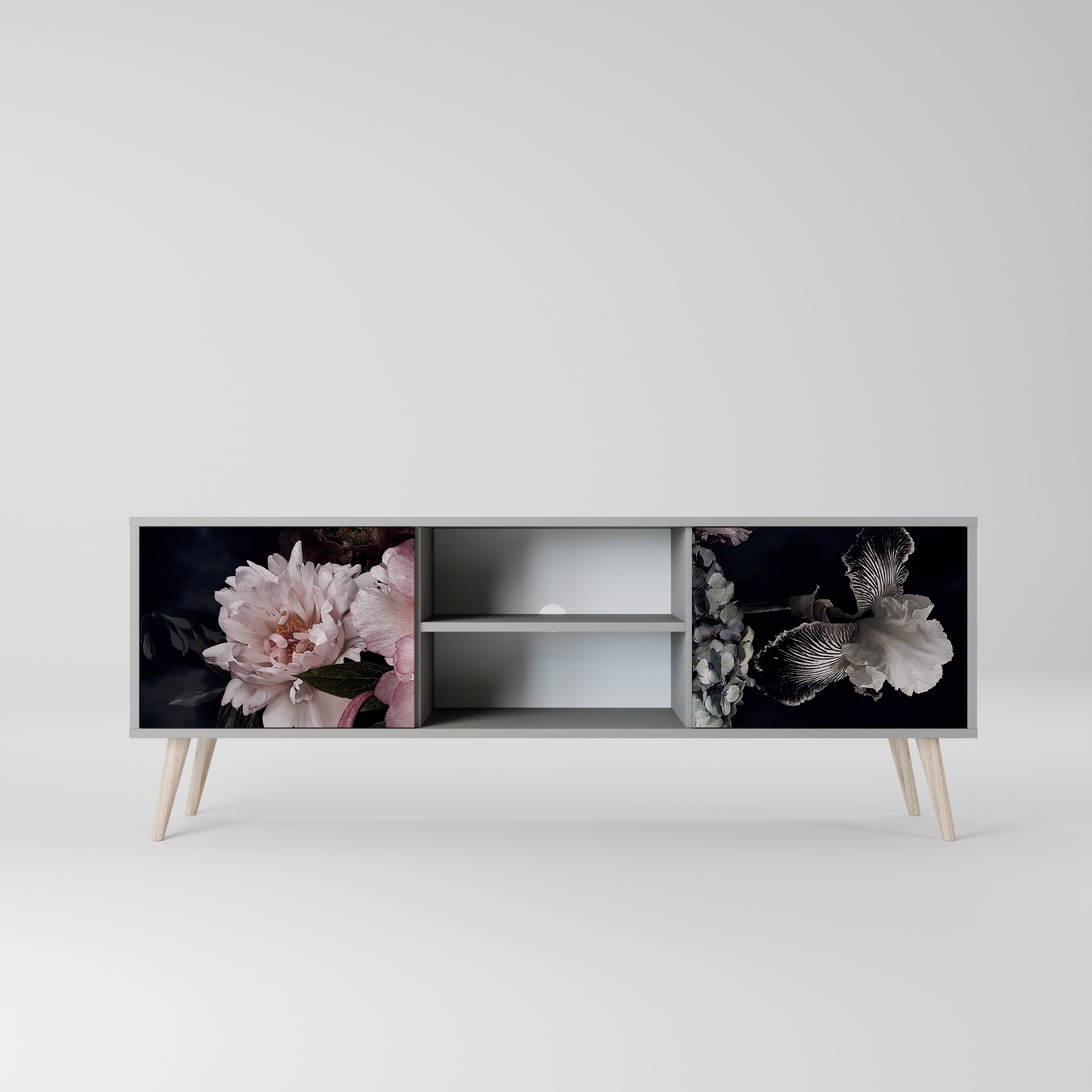 Βάση τηλεόρασης PURE BLOSSOM με 2 πόρτες σε γκρι φινίρισμα