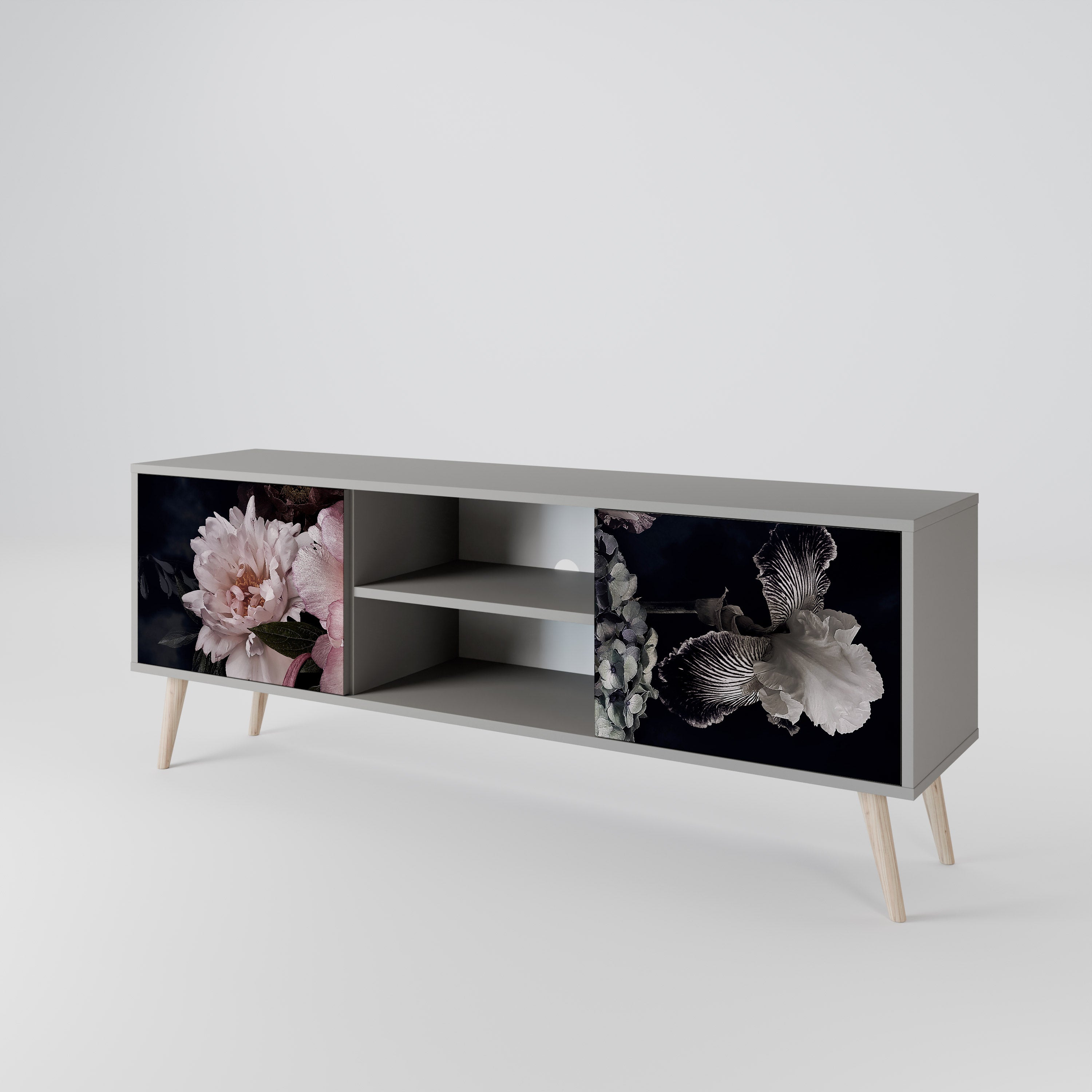 Βάση τηλεόρασης PURE BLOSSOM με 2 πόρτες σε γκρι φινίρισμα