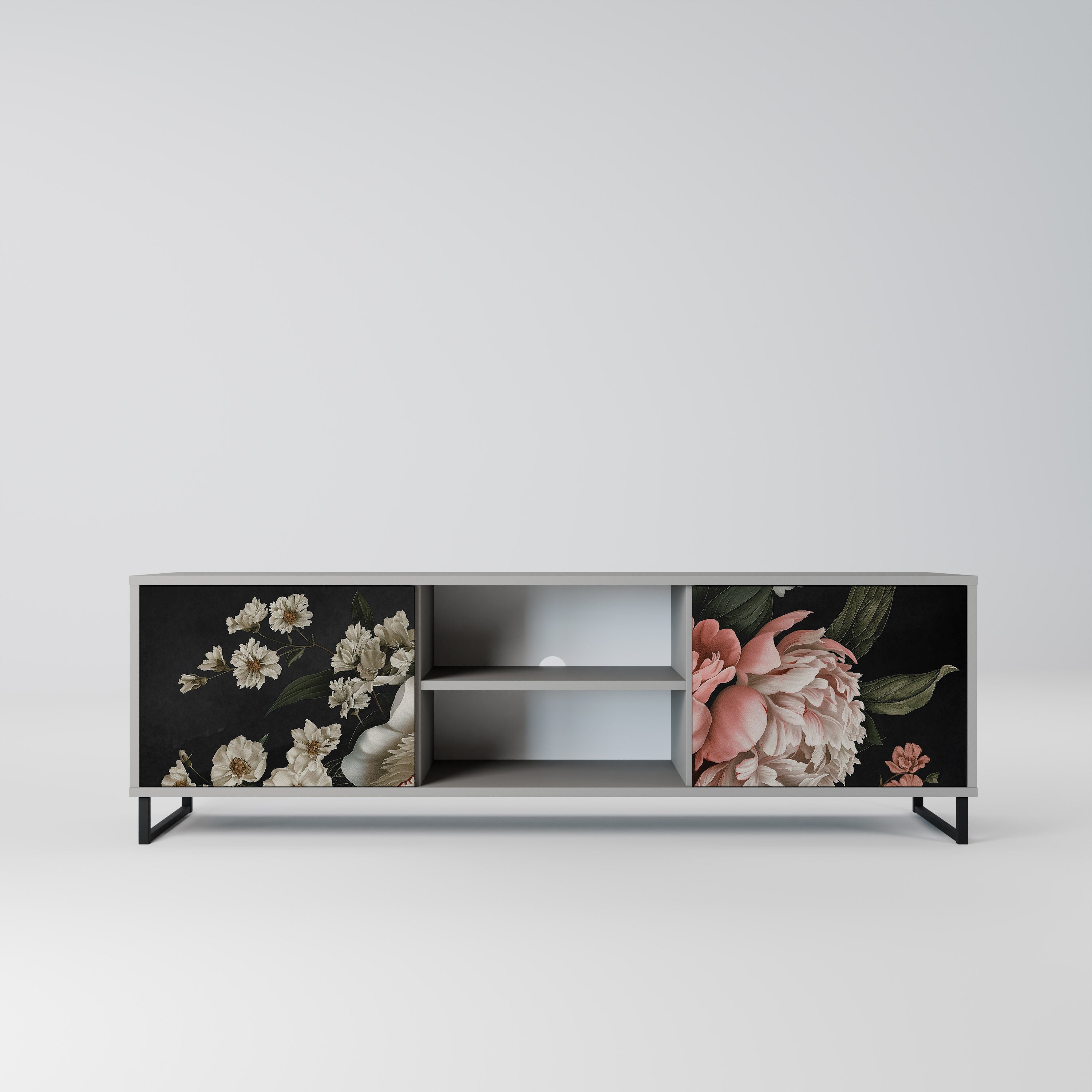 Βάση τηλεόρασης LUSH ELEGANCE με 2 πόρτες σε γκρι φινίρισμα