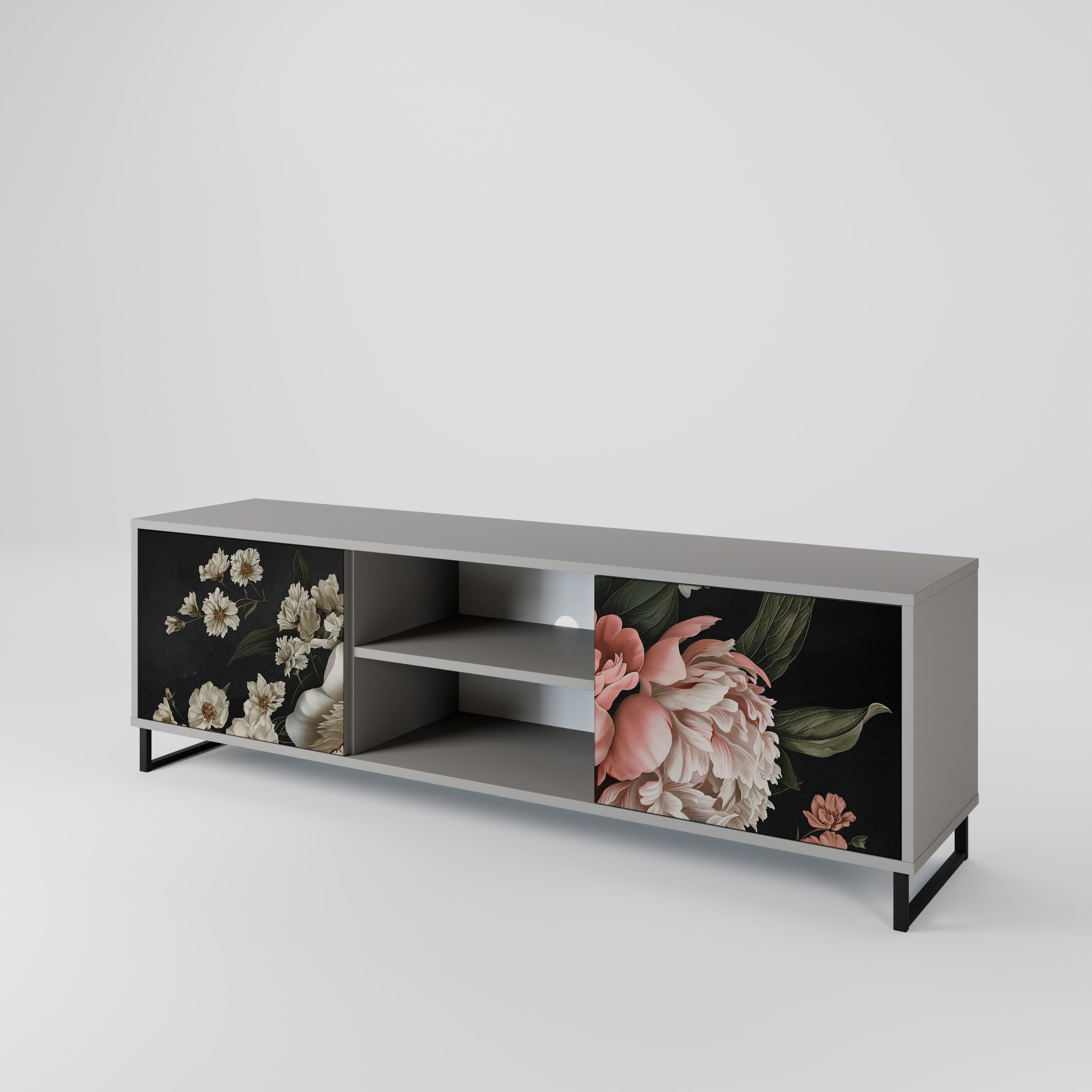 Βάση τηλεόρασης LUSH ELEGANCE με 2 πόρτες σε γκρι φινίρισμα