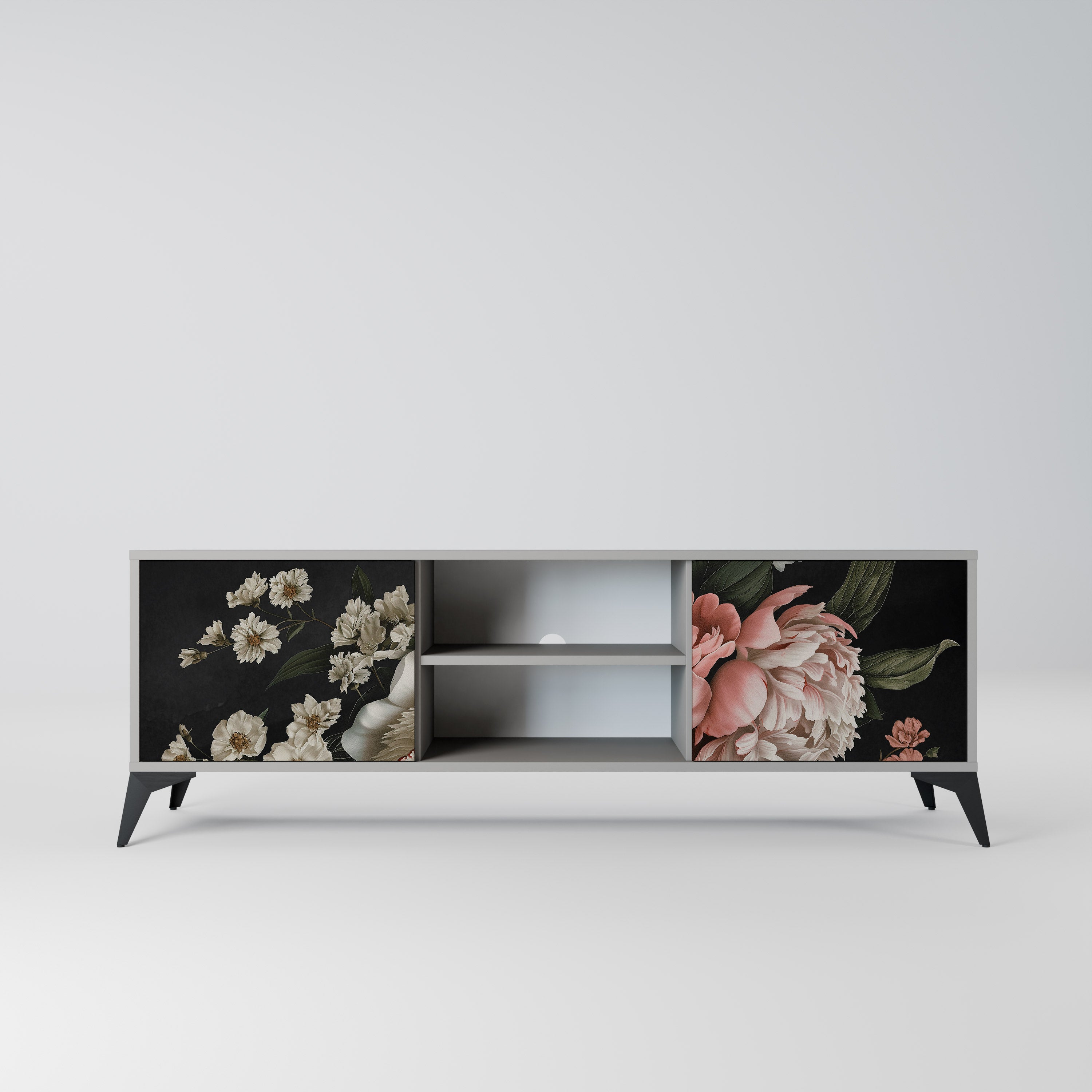 Βάση τηλεόρασης LUSH ELEGANCE με 2 πόρτες σε γκρι φινίρισμα