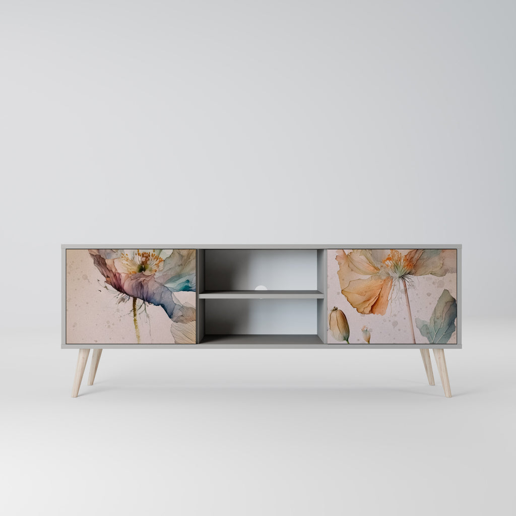 SOFTEN POPPY 2-Door TV Stand in Grey Finish