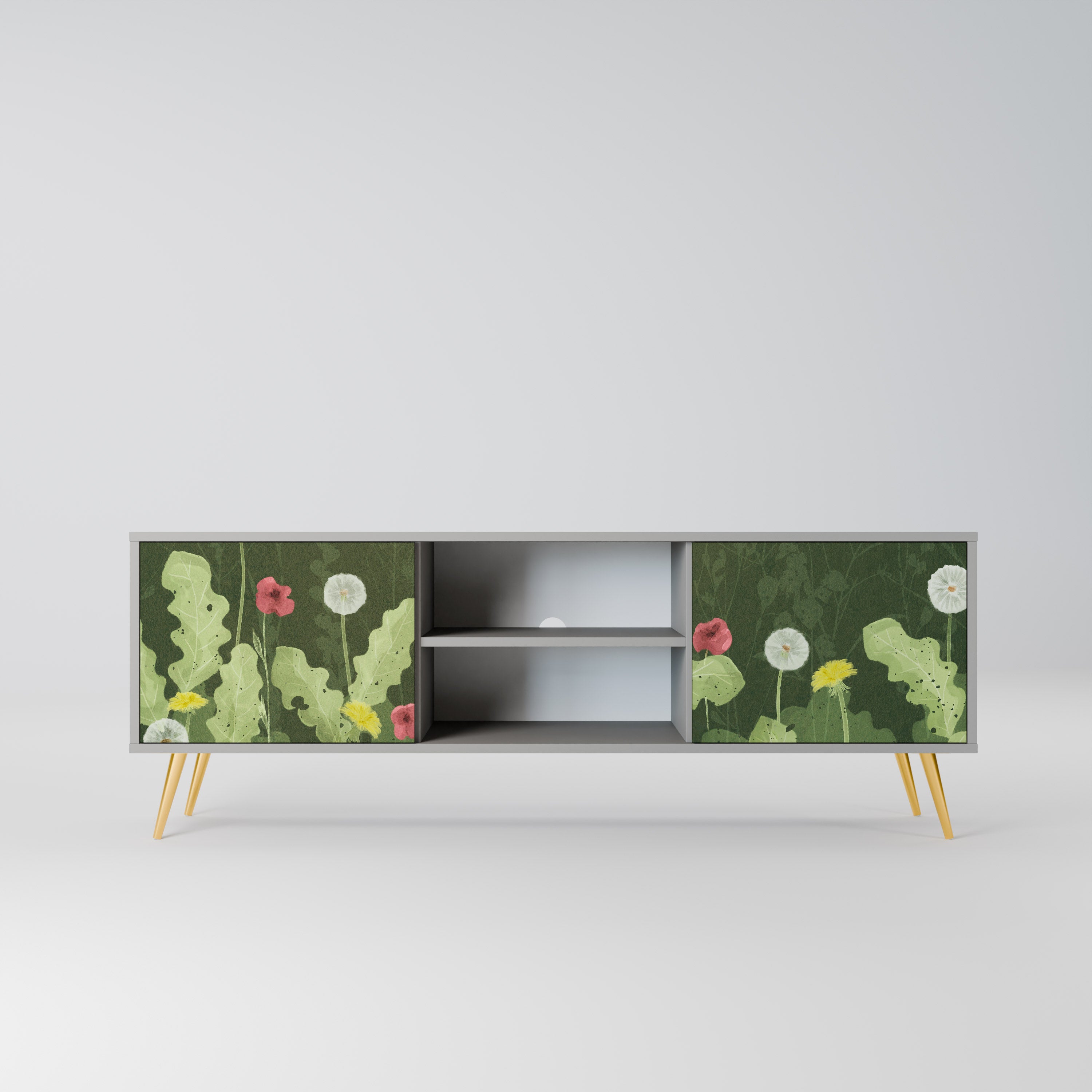 Βάση τηλεόρασης DANDELION AMUSE με 2 πόρτες σε γκρι φινίρισμα