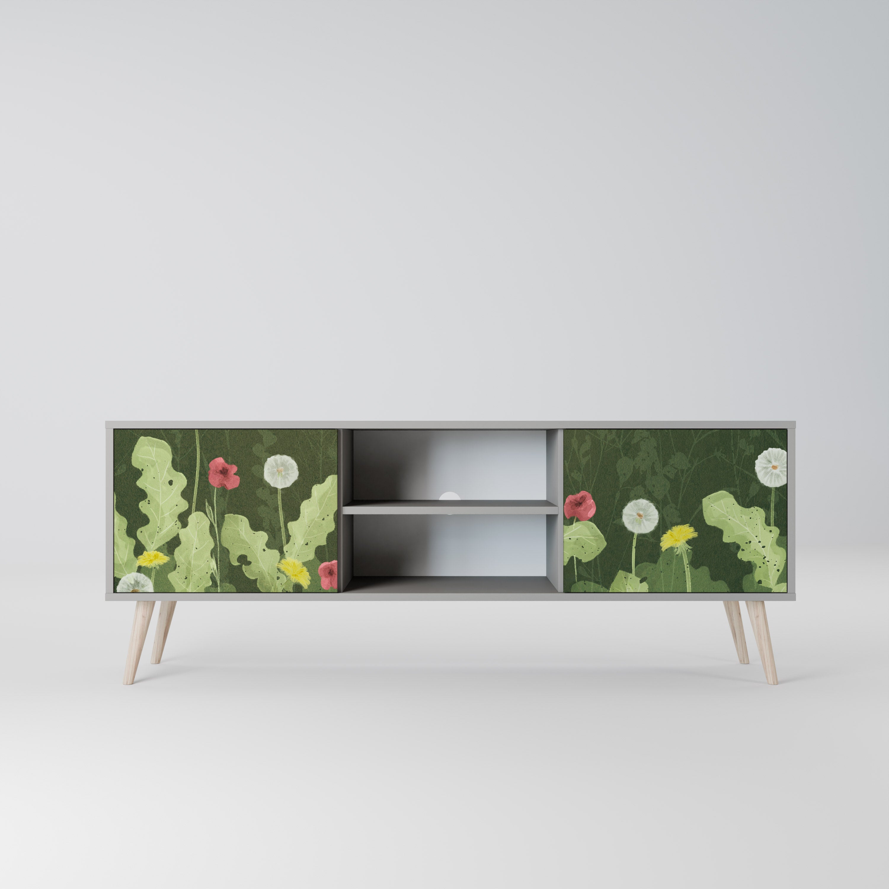 Βάση τηλεόρασης DANDELION AMUSE με 2 πόρτες σε γκρι φινίρισμα