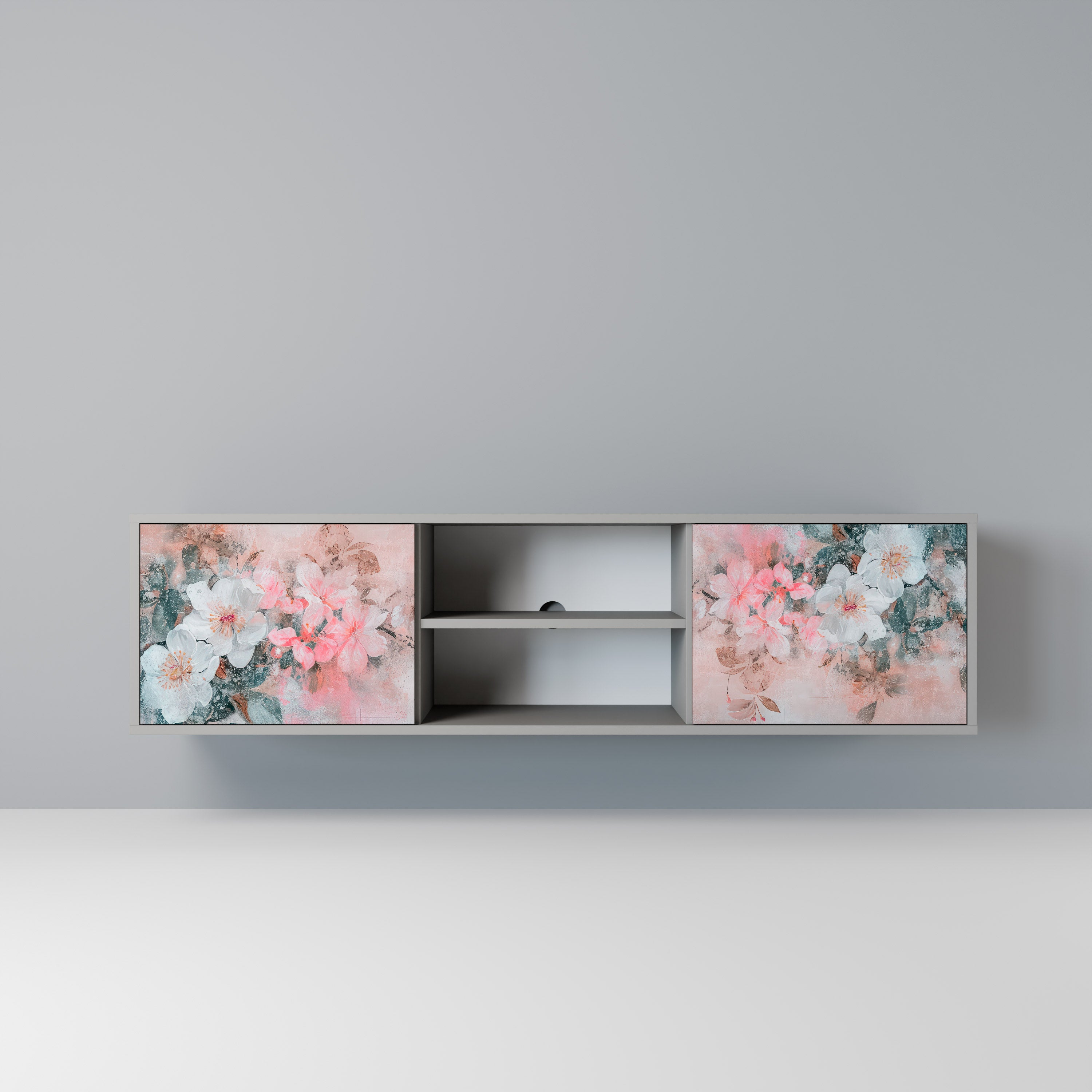 Βάση τηλεόρασης 2 θυρών CHERRY BLOSSOM σε γκρι φινίρισμα