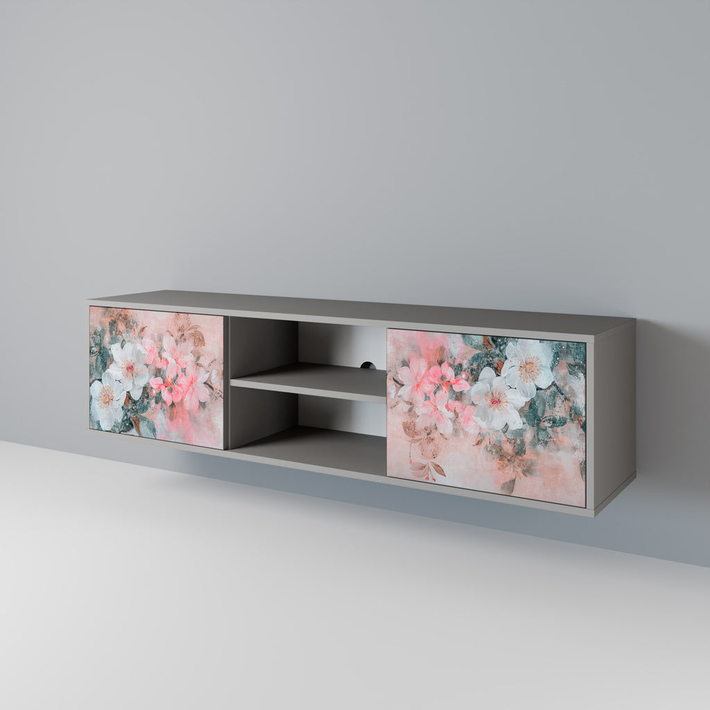 Βάση τηλεόρασης 2 θυρών CHERRY BLOSSOM σε γκρι φινίρισμα