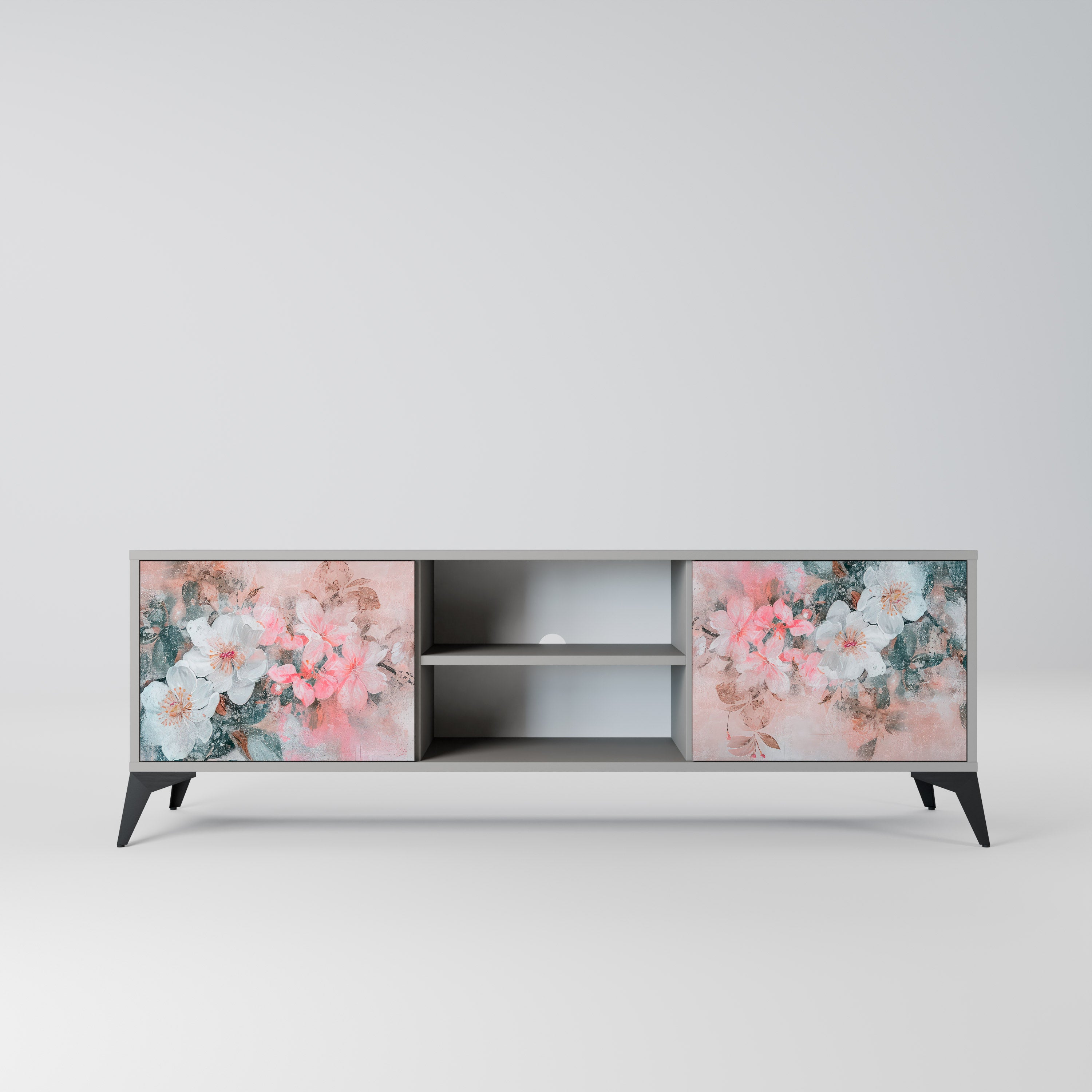 Βάση τηλεόρασης 2 θυρών CHERRY BLOSSOM σε γκρι φινίρισμα