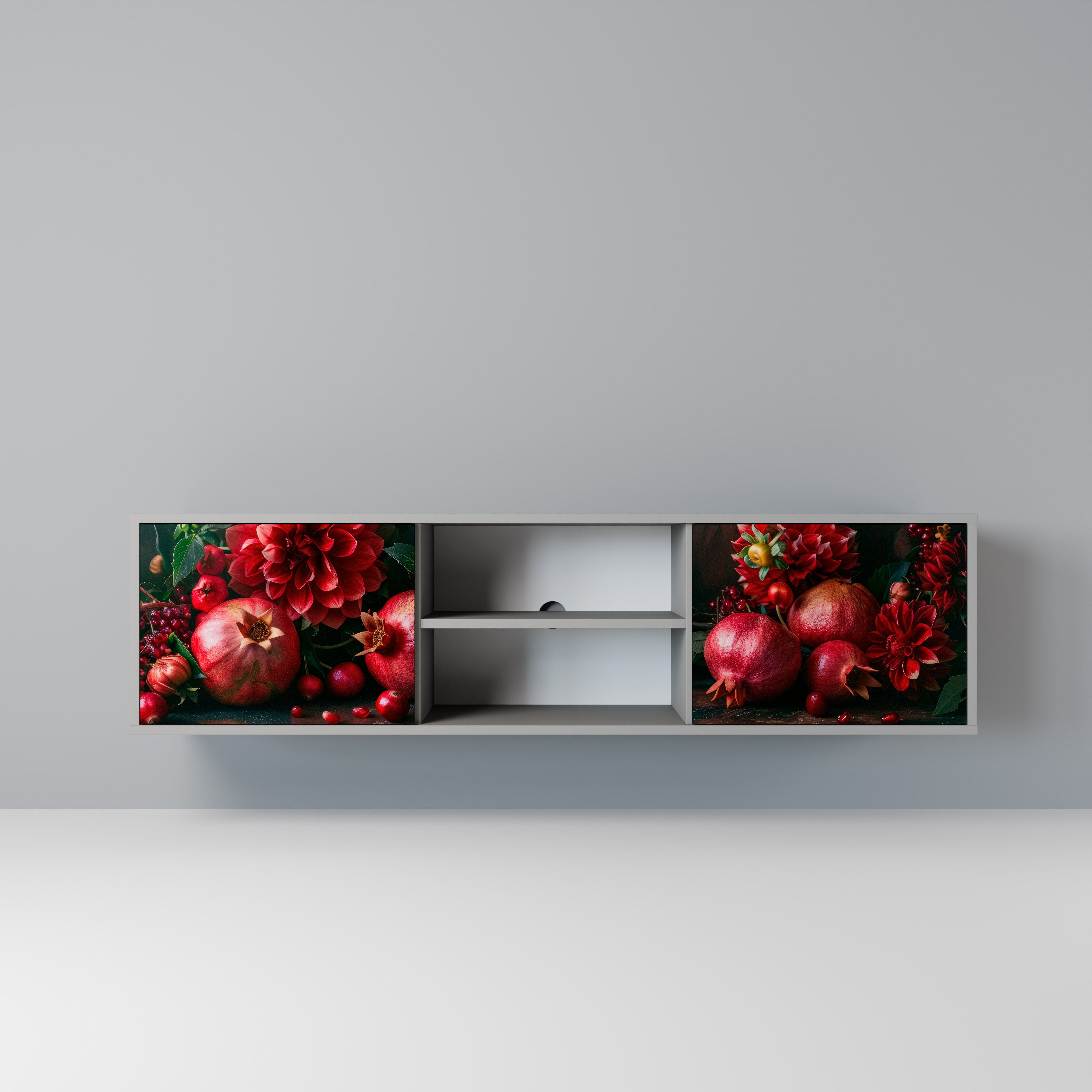 Βάση τηλεόρασης 2 θυρών DAHLIAS AND POMEGRANATES σε γκρι φινίρισμα