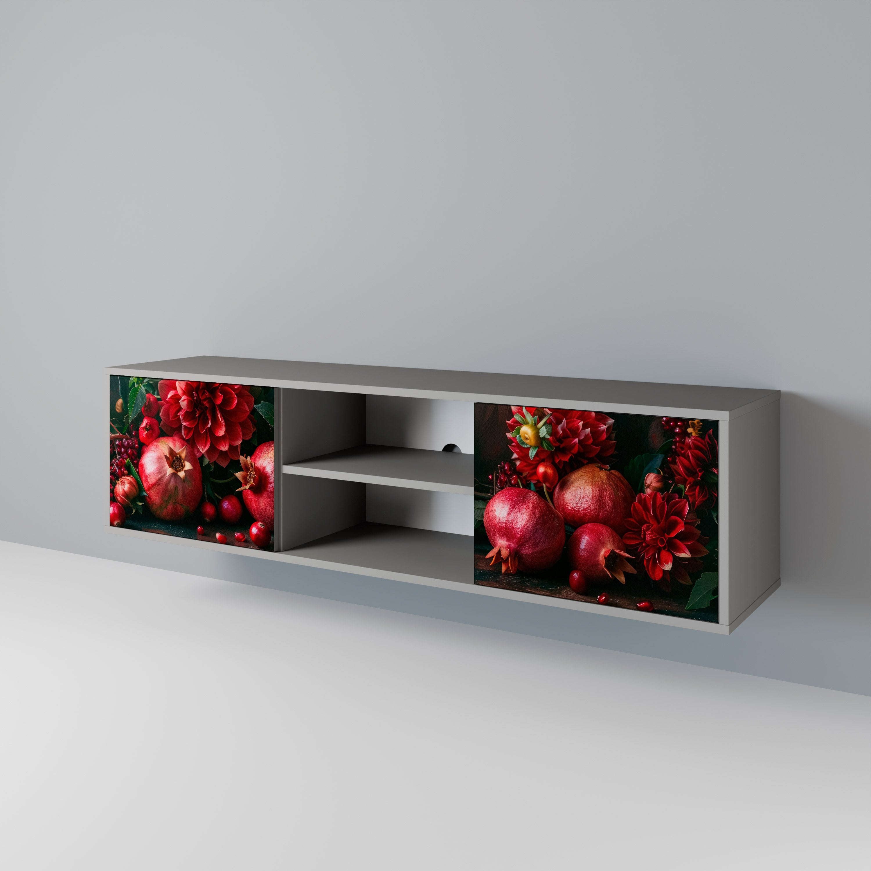 Βάση τηλεόρασης 2 θυρών DAHLIAS AND POMEGRANATES σε γκρι φινίρισμα