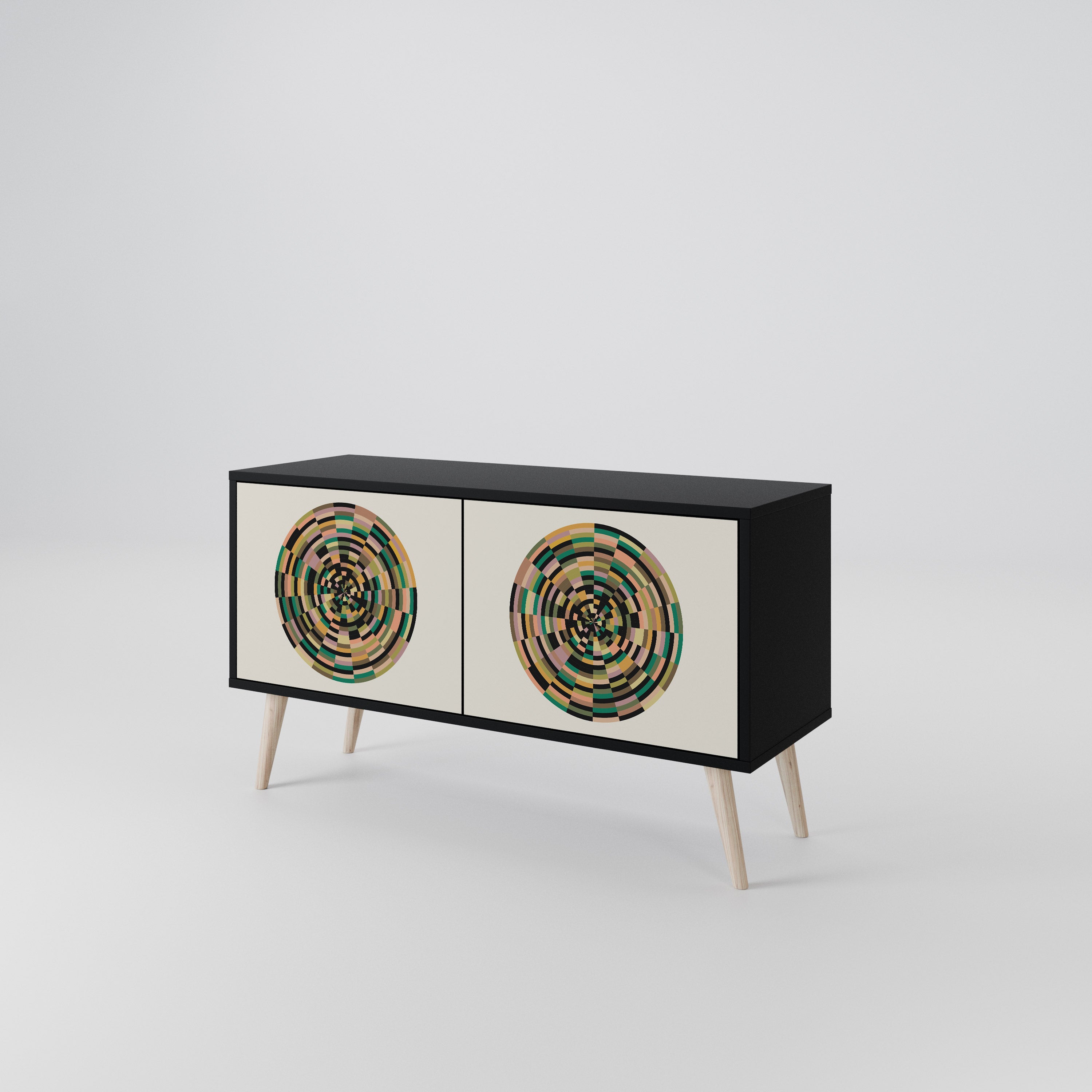 GREEN CIRCLES Compact 2-Door TV Cabinet