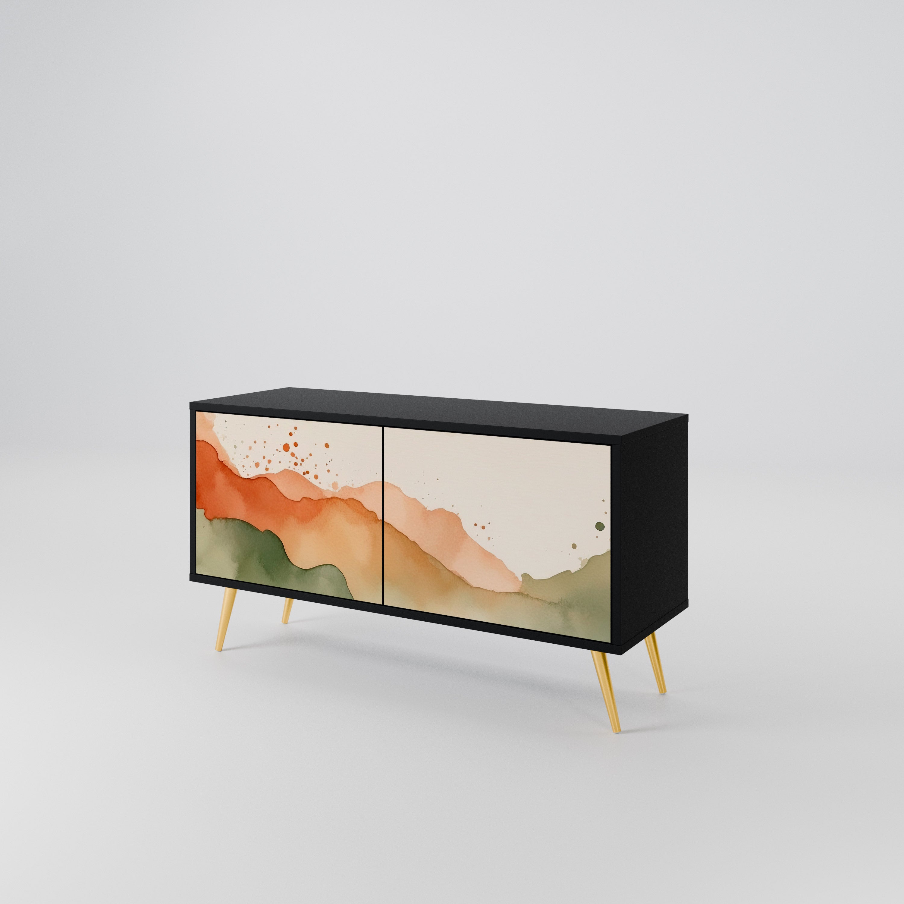 WATERCOLOUR PEAKS Compact 2-Door TV Cabinet