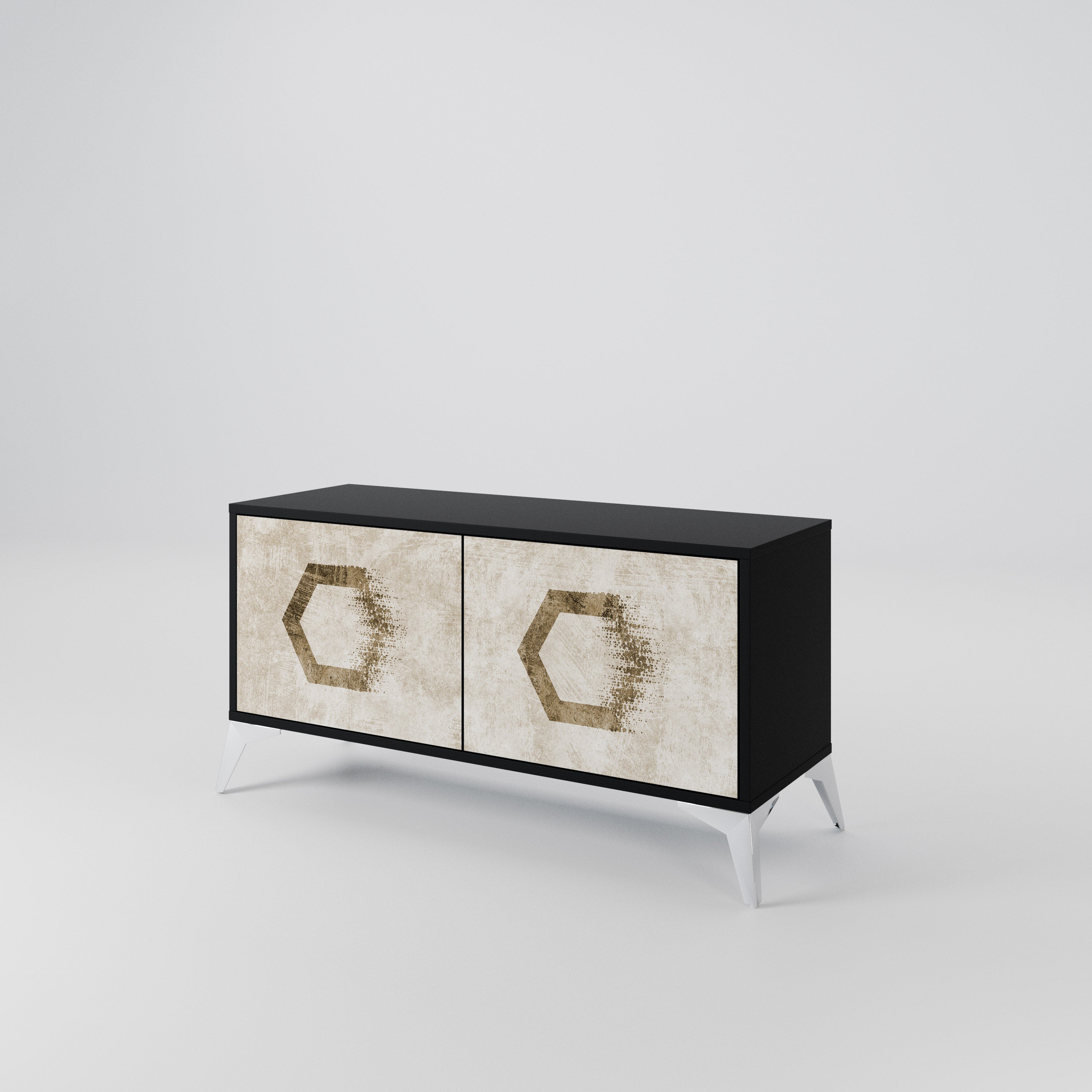 HEXAGONAL SHAPES Compact 2-Door TV Cabinet