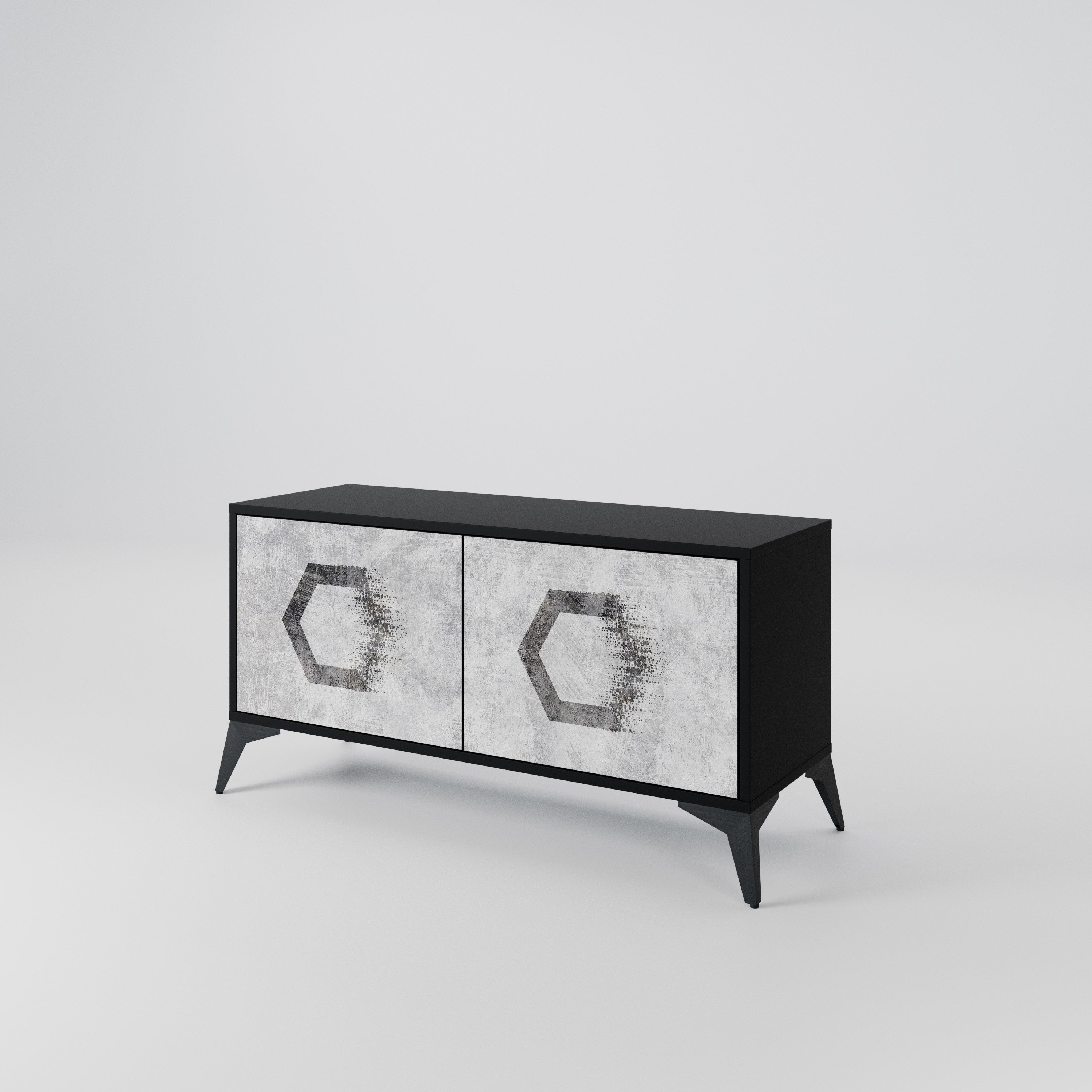 HEXAGONAL FIGURES Compact 2-Door TV Cabinet
