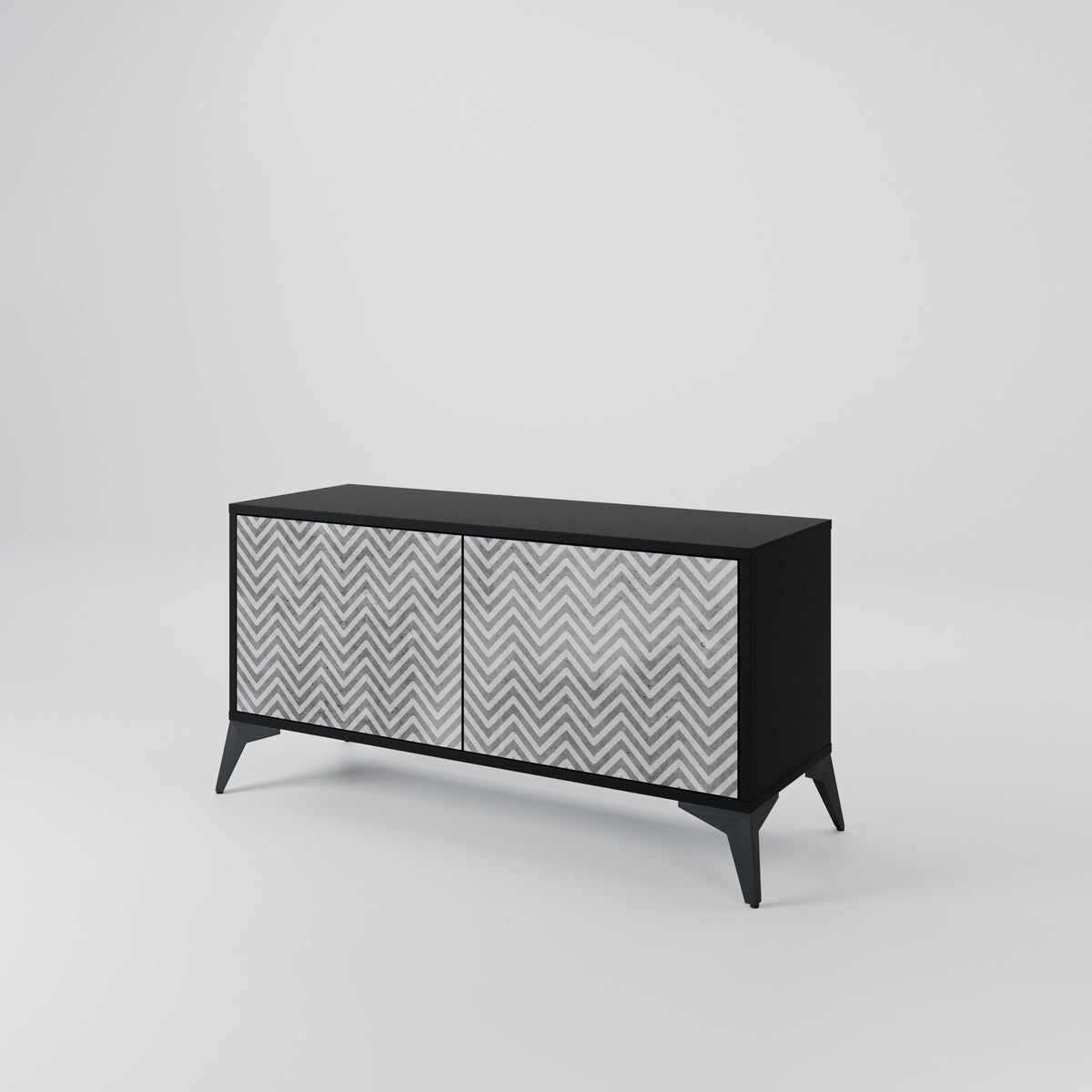 CONCRETE ZIG ZAG Compact 2-Door TV Cabinet