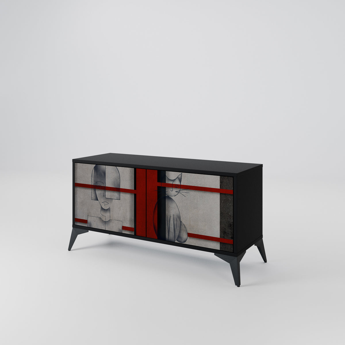 GRAY FIGURES Compact 2-Door TV Cabinet