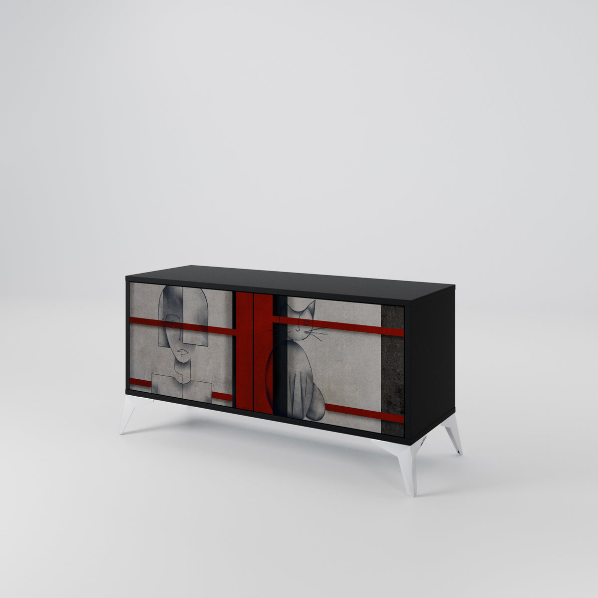 GRAY FIGURES Compact 2-Door TV Cabinet