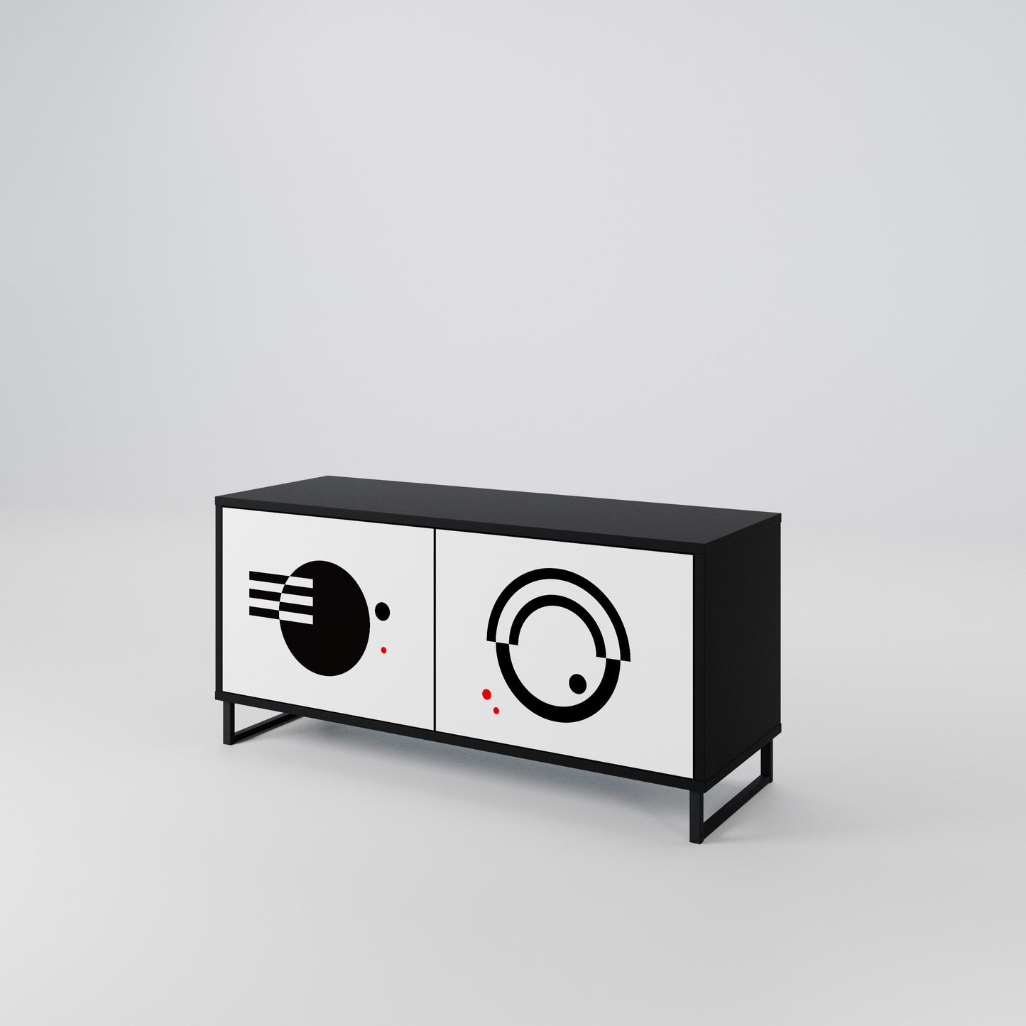 BLACK AND WHITE COMBINATION Συμπαγές έπιπλο τηλεόρασης 2-θυρών