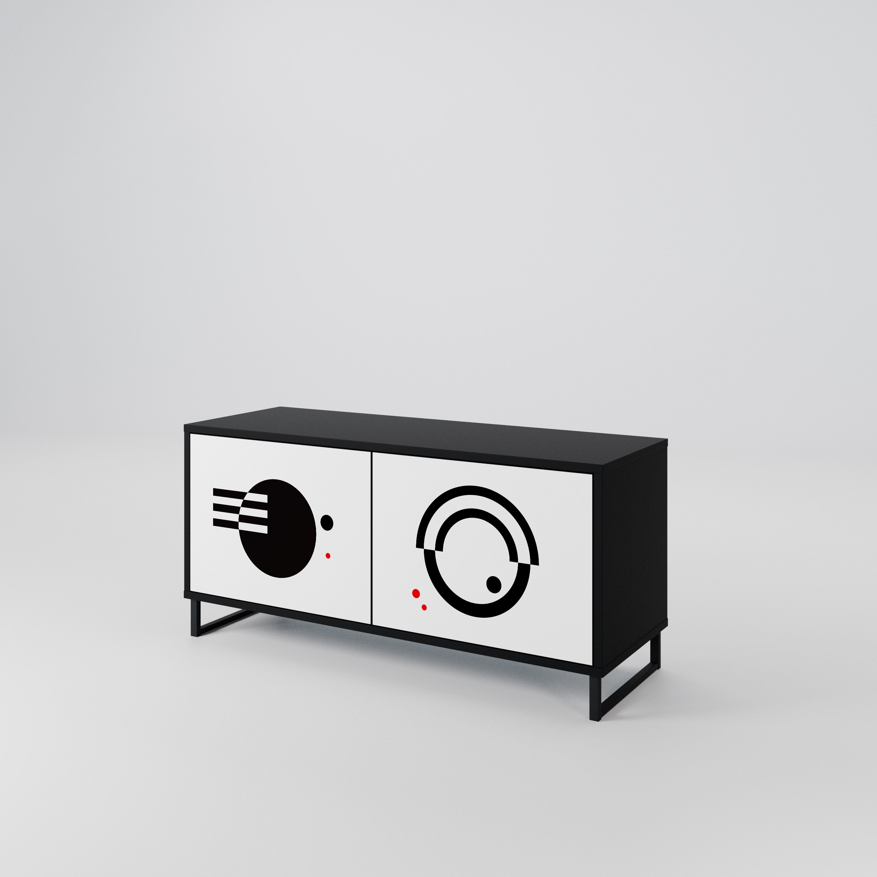 BLACK AND WHITE COMBINATION Συμπαγές έπιπλο τηλεόρασης 2-θυρών