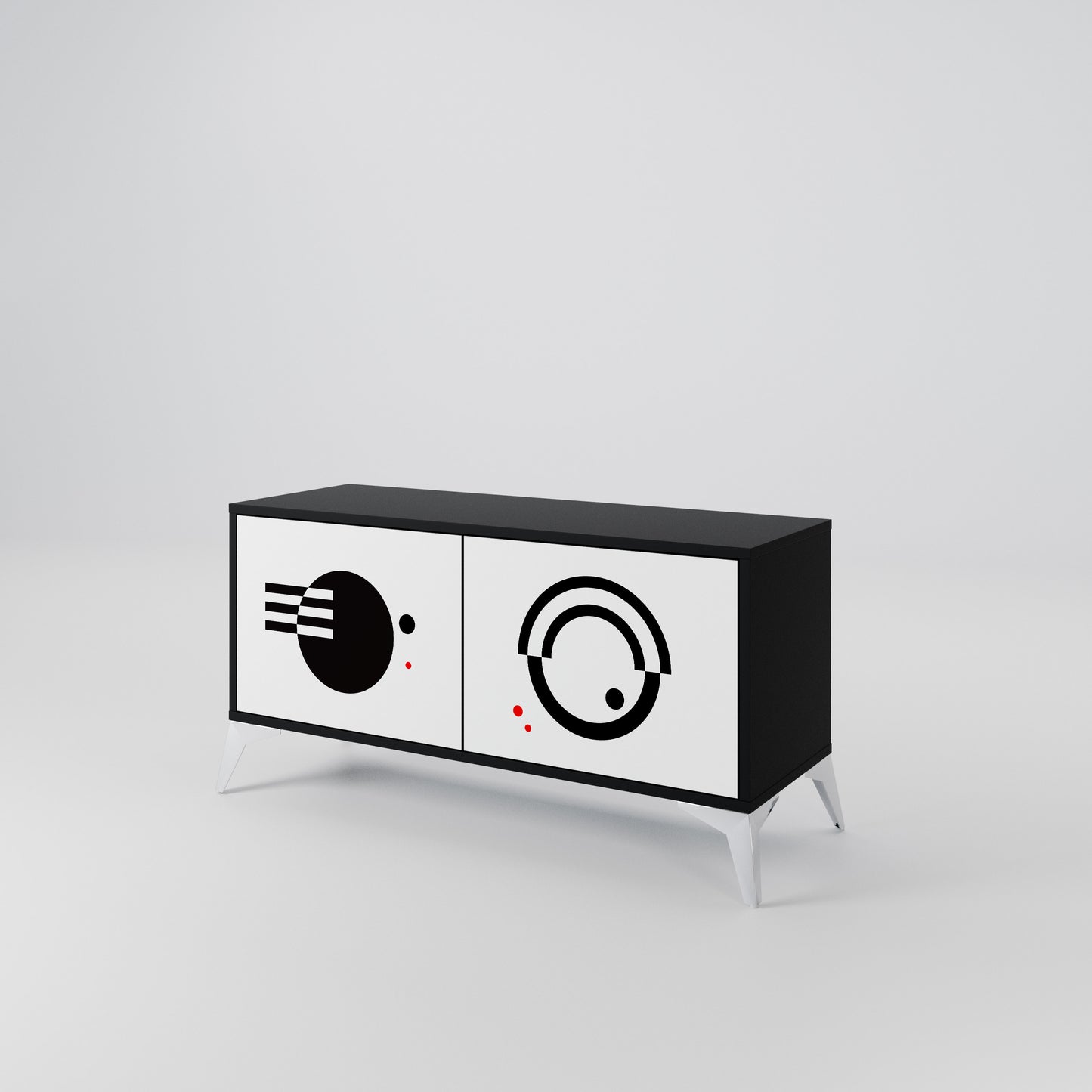 BLACK AND WHITE COMBINATION Συμπαγές έπιπλο τηλεόρασης 2-θυρών