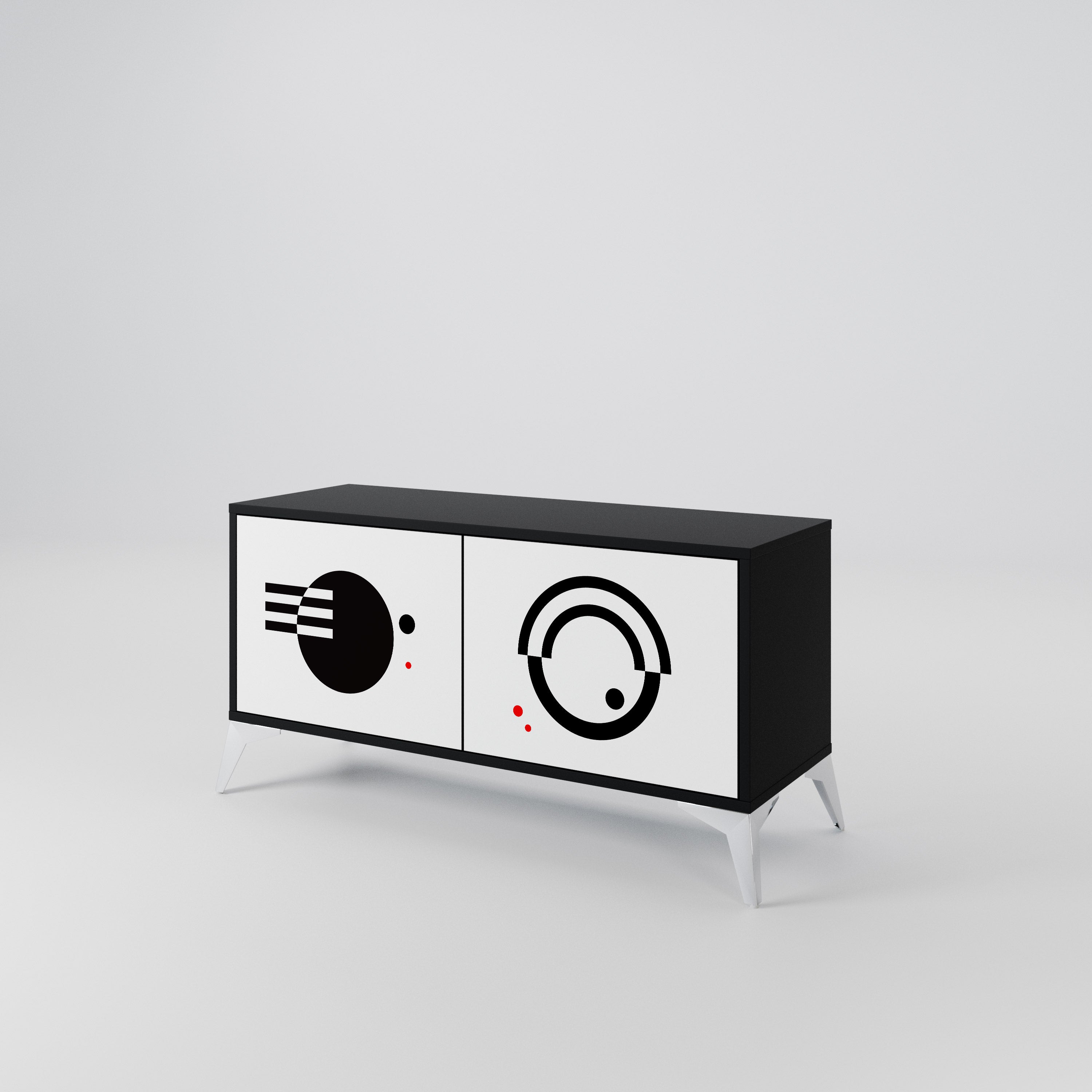 BLACK AND WHITE COMBINATION Συμπαγές έπιπλο τηλεόρασης 2-θυρών