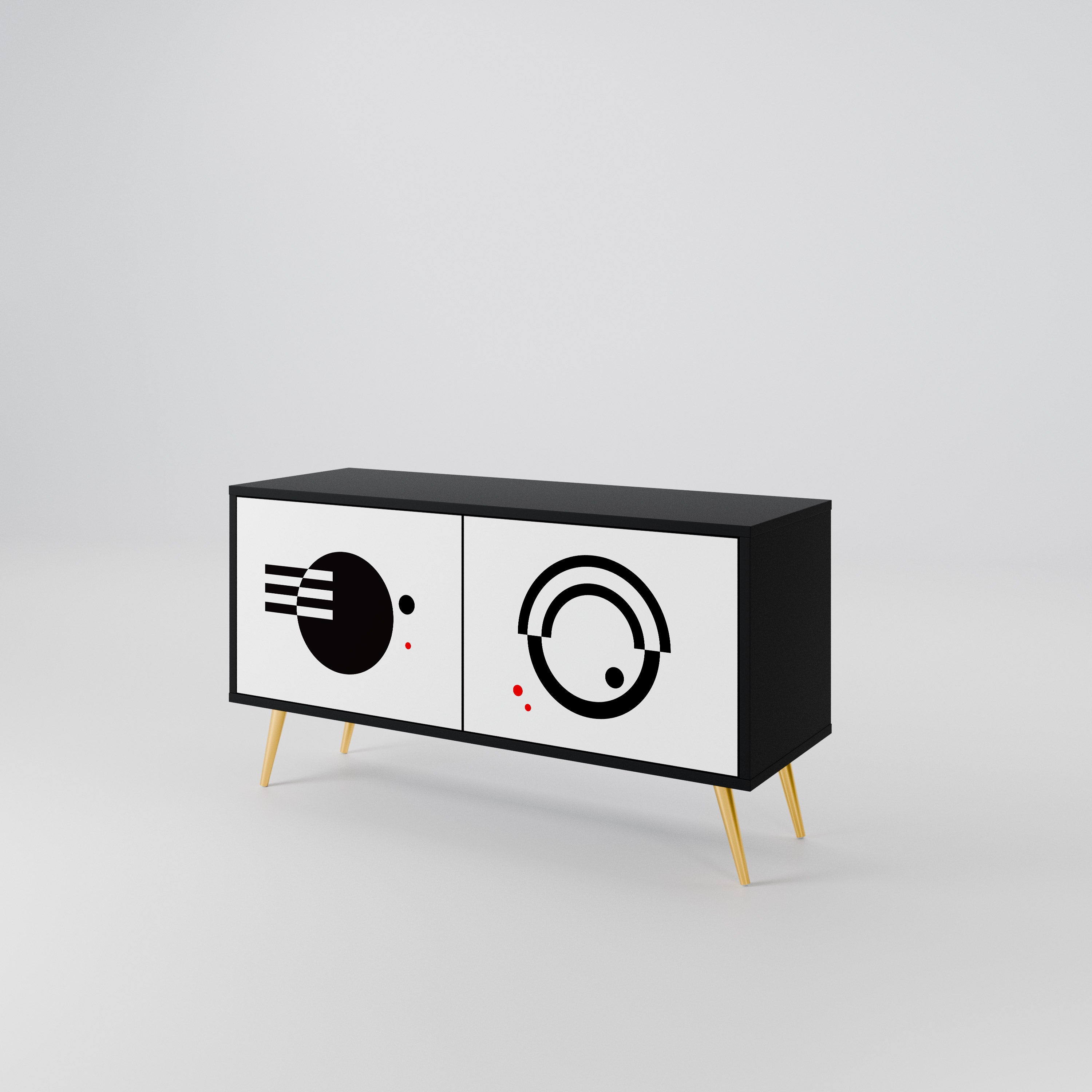 BLACK AND WHITE COMBINATION Συμπαγές έπιπλο τηλεόρασης 2-θυρών