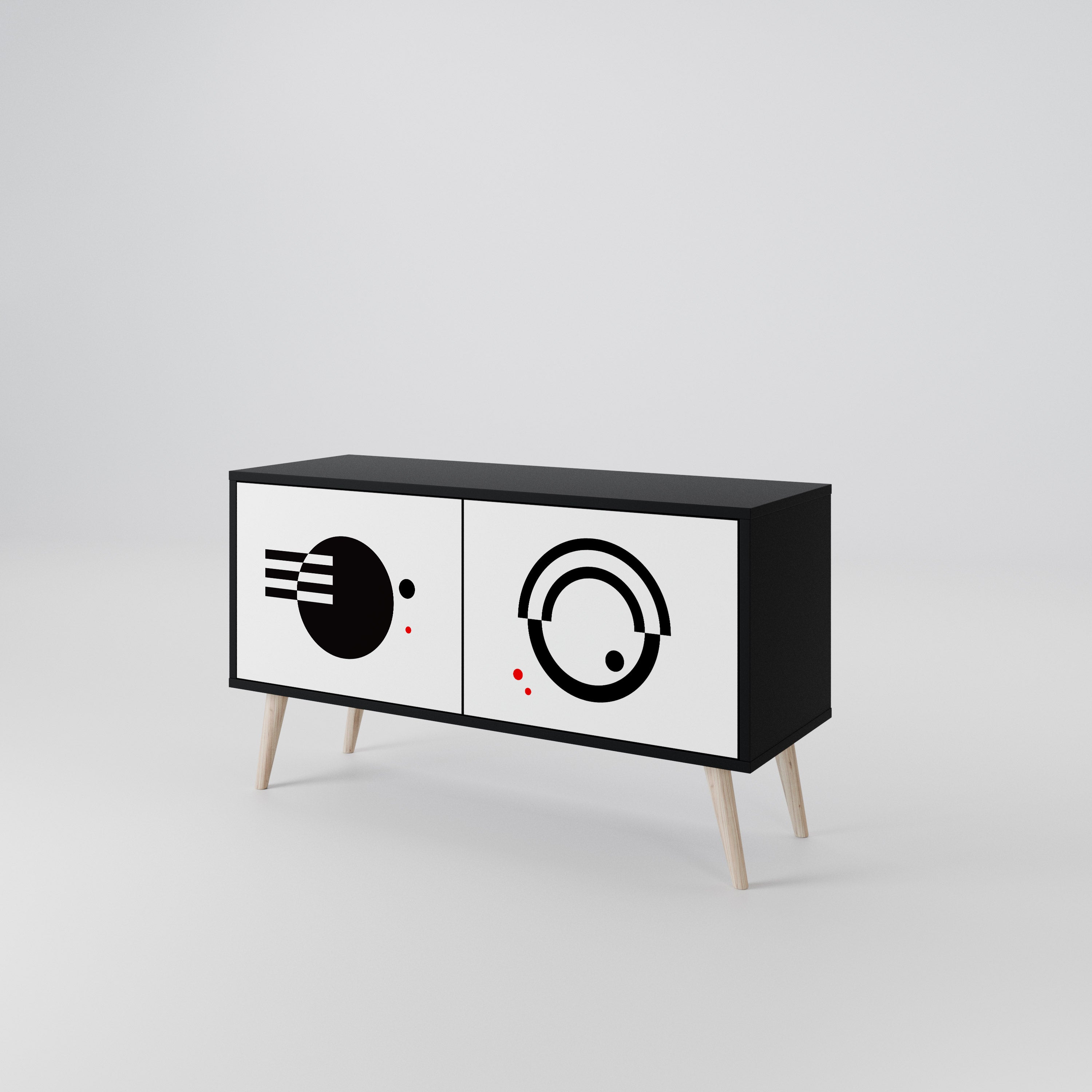 BLACK AND WHITE COMBINATION Συμπαγές έπιπλο τηλεόρασης 2-θυρών