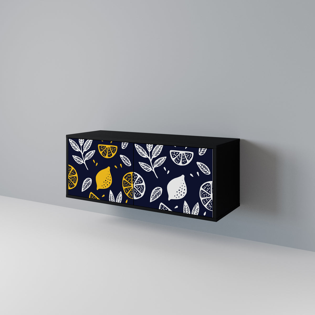 CITRUS BLACK AND WHITE Compact 2-Door TV Cabinet
