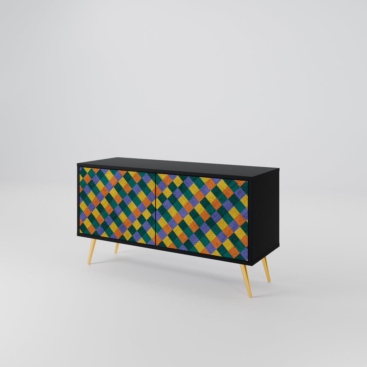 PAINTED SQUARES MIX Compact 2-Door TV Cabinet