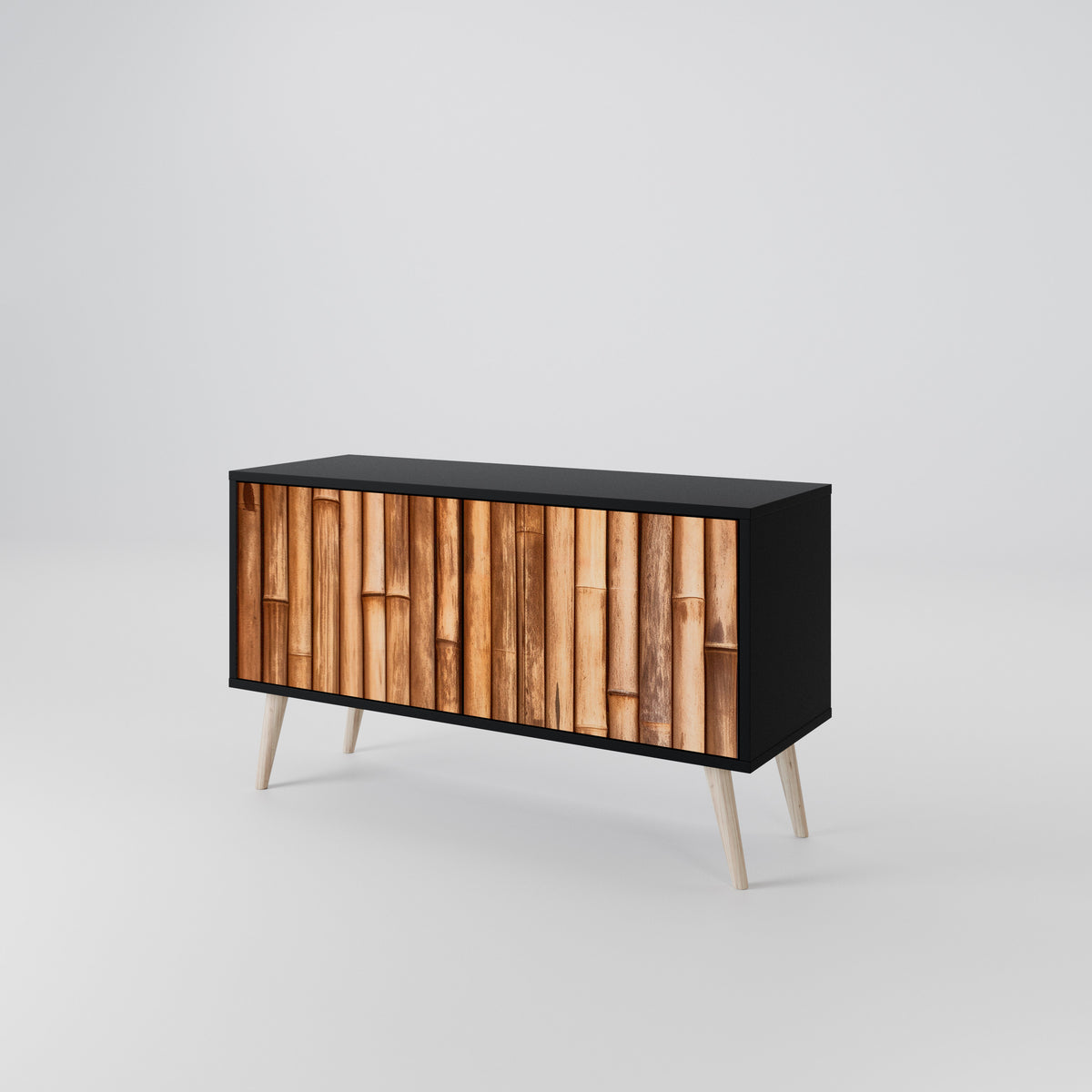 NATURAL WOOD Compact 2-Door TV Cabinet