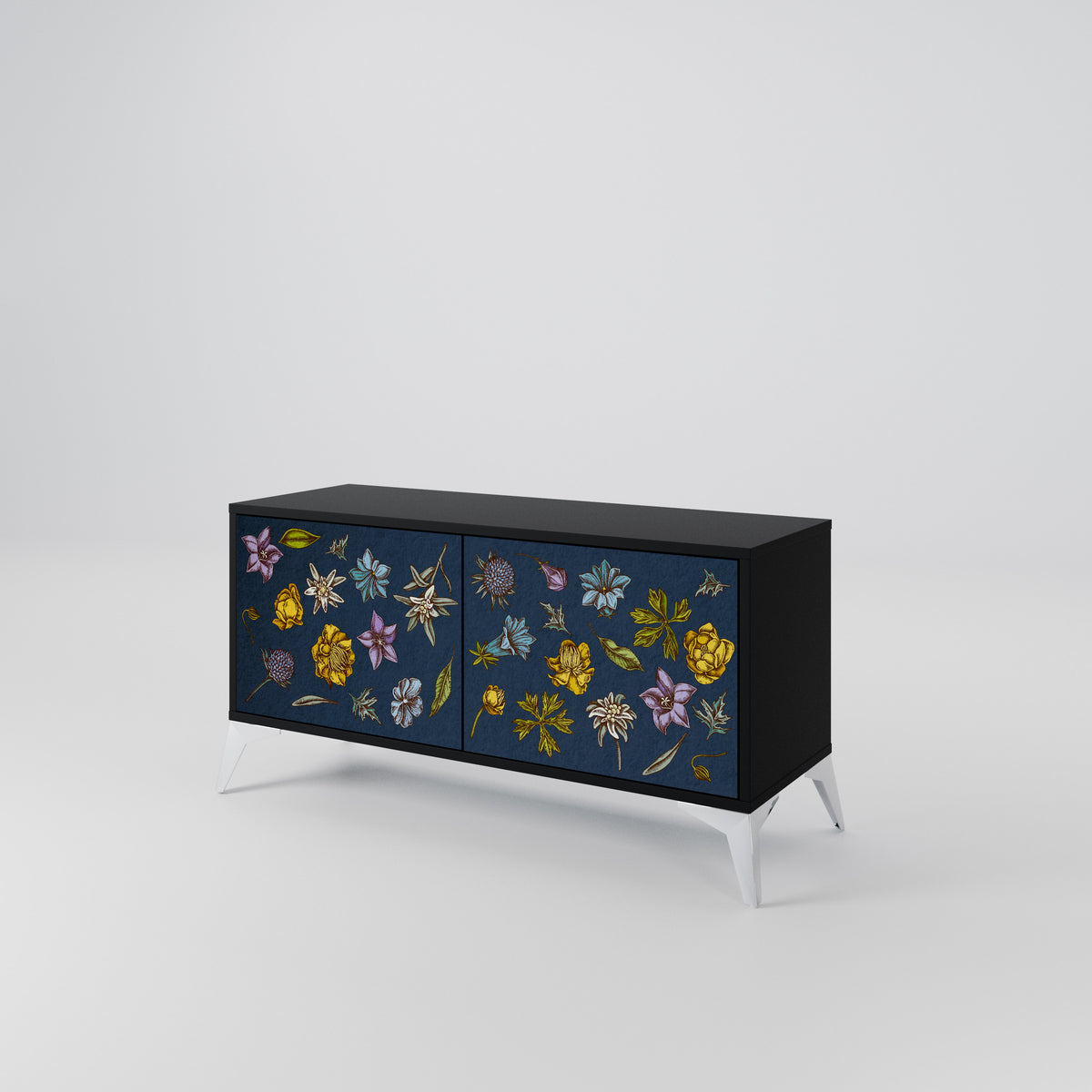 FLOWERS ON NAVY BLUE Συμπαγές έπιπλο τηλεόρασης 2-θυρών