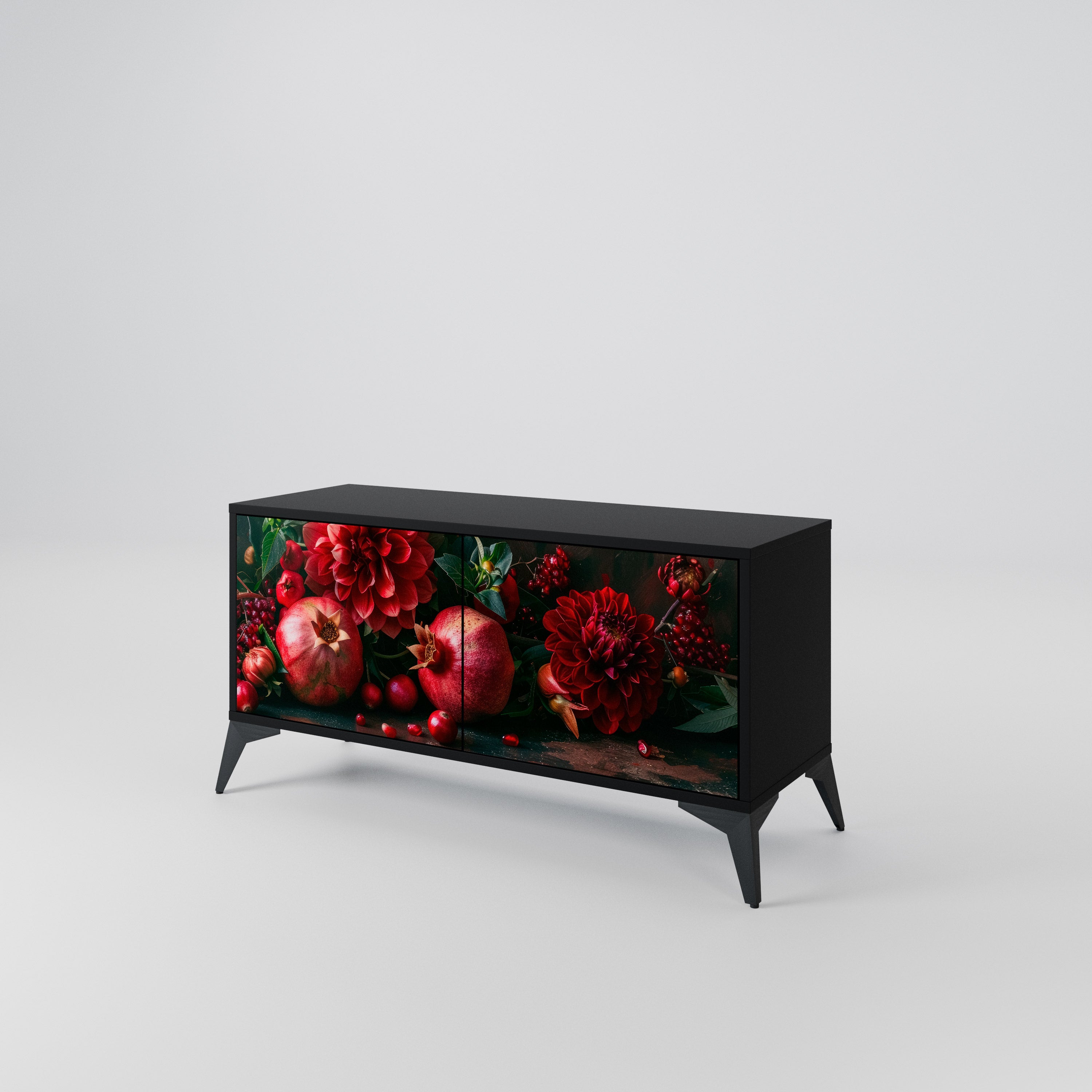 DAHLIAS AND POMEGRANATES Compact 2-Door TV Cabinet
