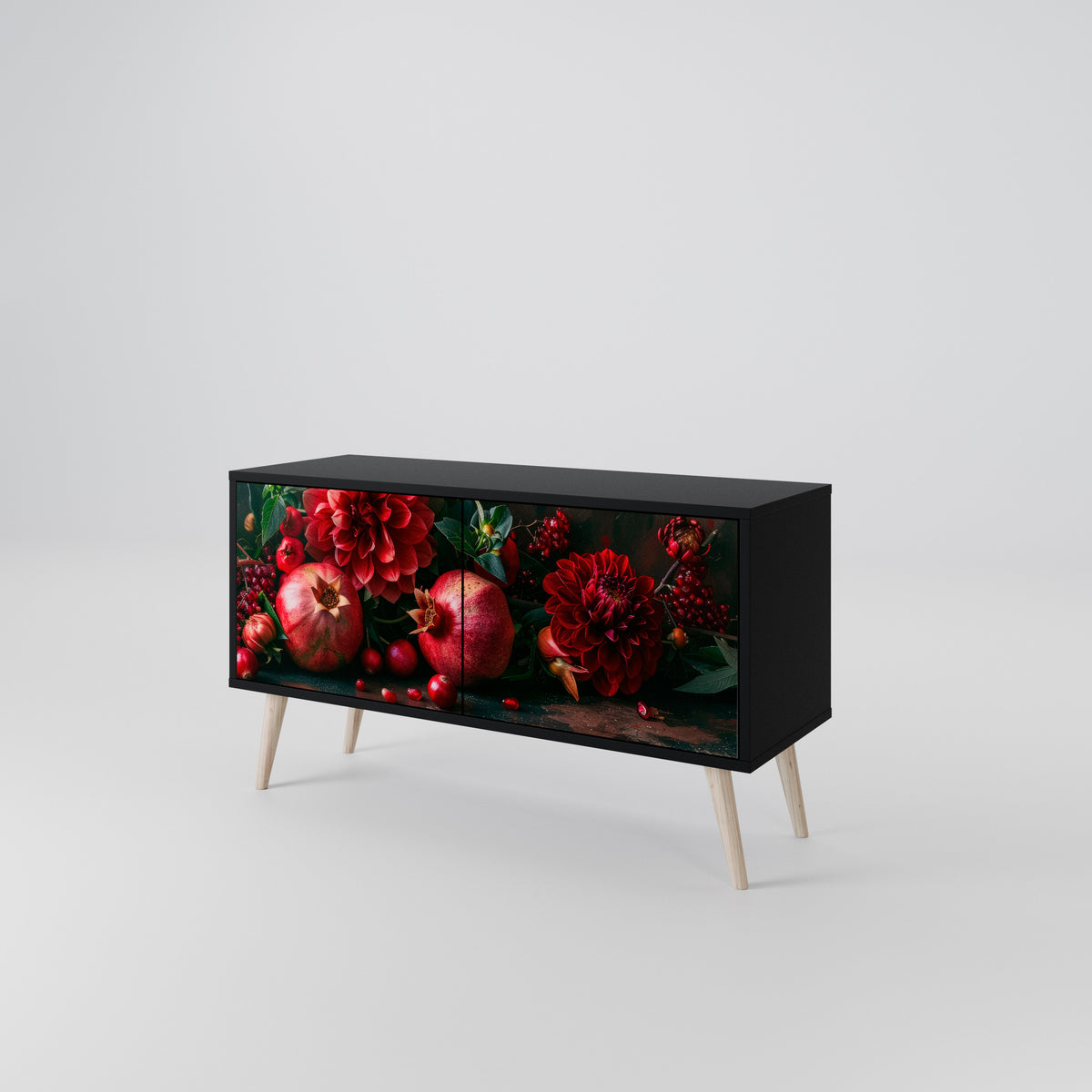 DAHLIAS AND POMEGRANATES Compact 2-Door TV Cabinet