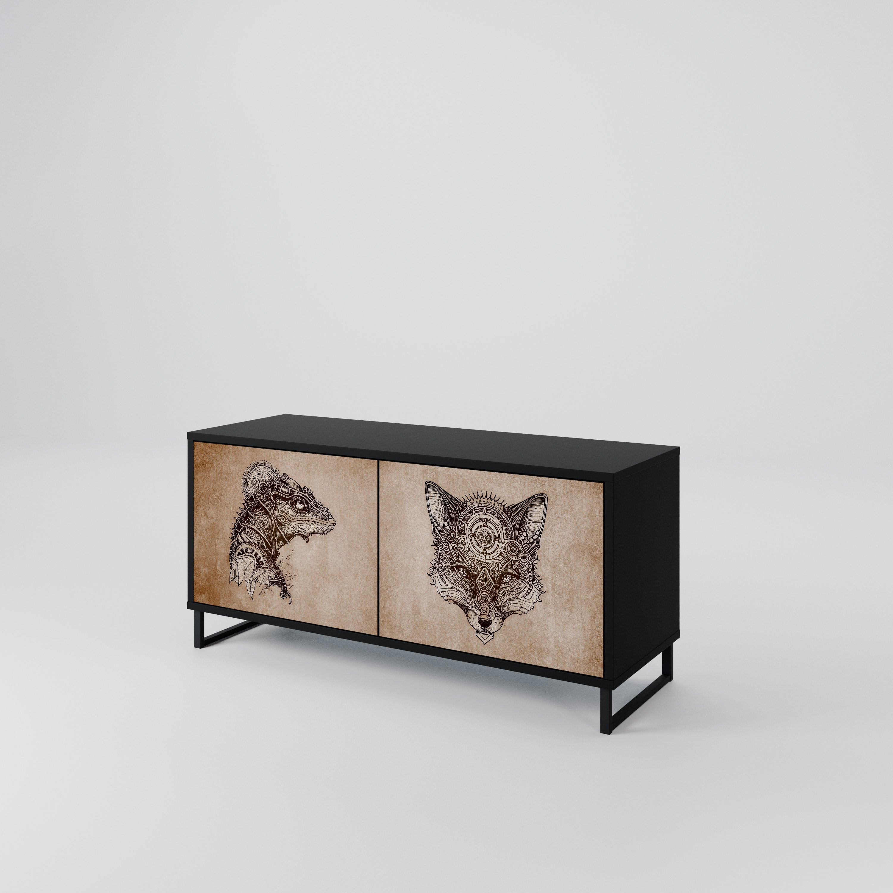 STEAMPUNK CLAN Compact 2-Door TV Cabinet