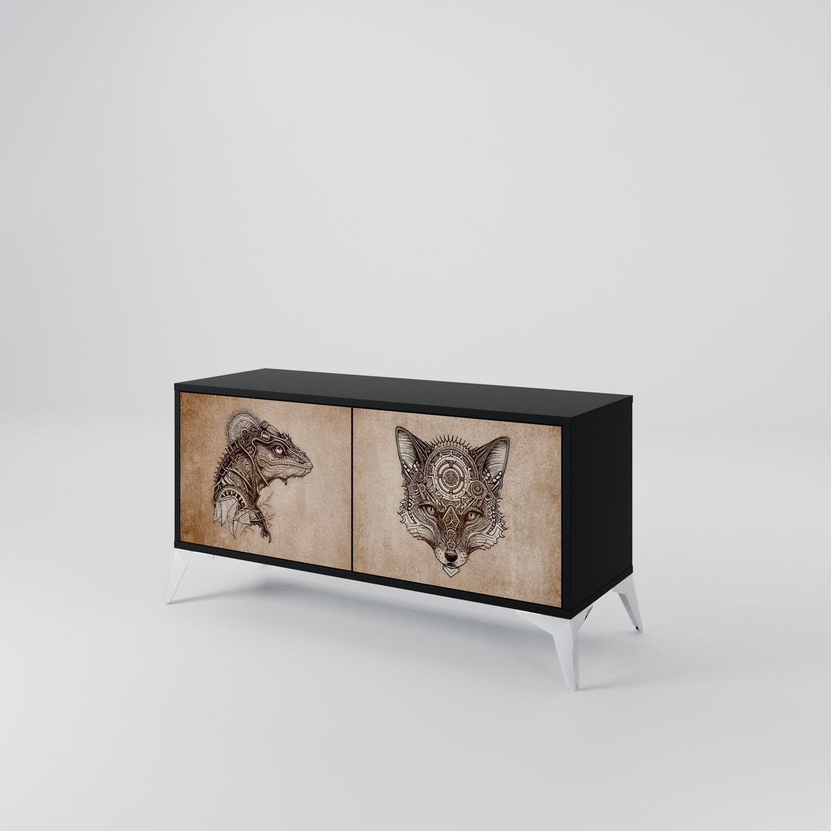 STEAMPUNK CLAN Compact 2-Door TV Cabinet