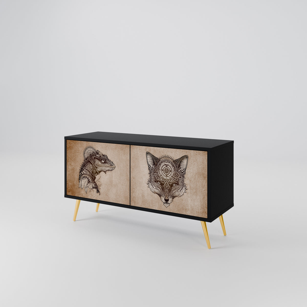 STEAMPUNK CLAN Compact 2-Door TV Cabinet