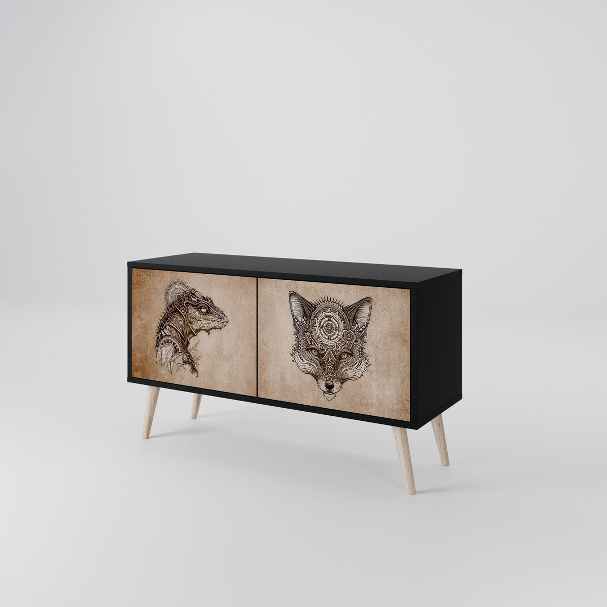 STEAMPUNK CLAN Compact 2-Door TV Cabinet