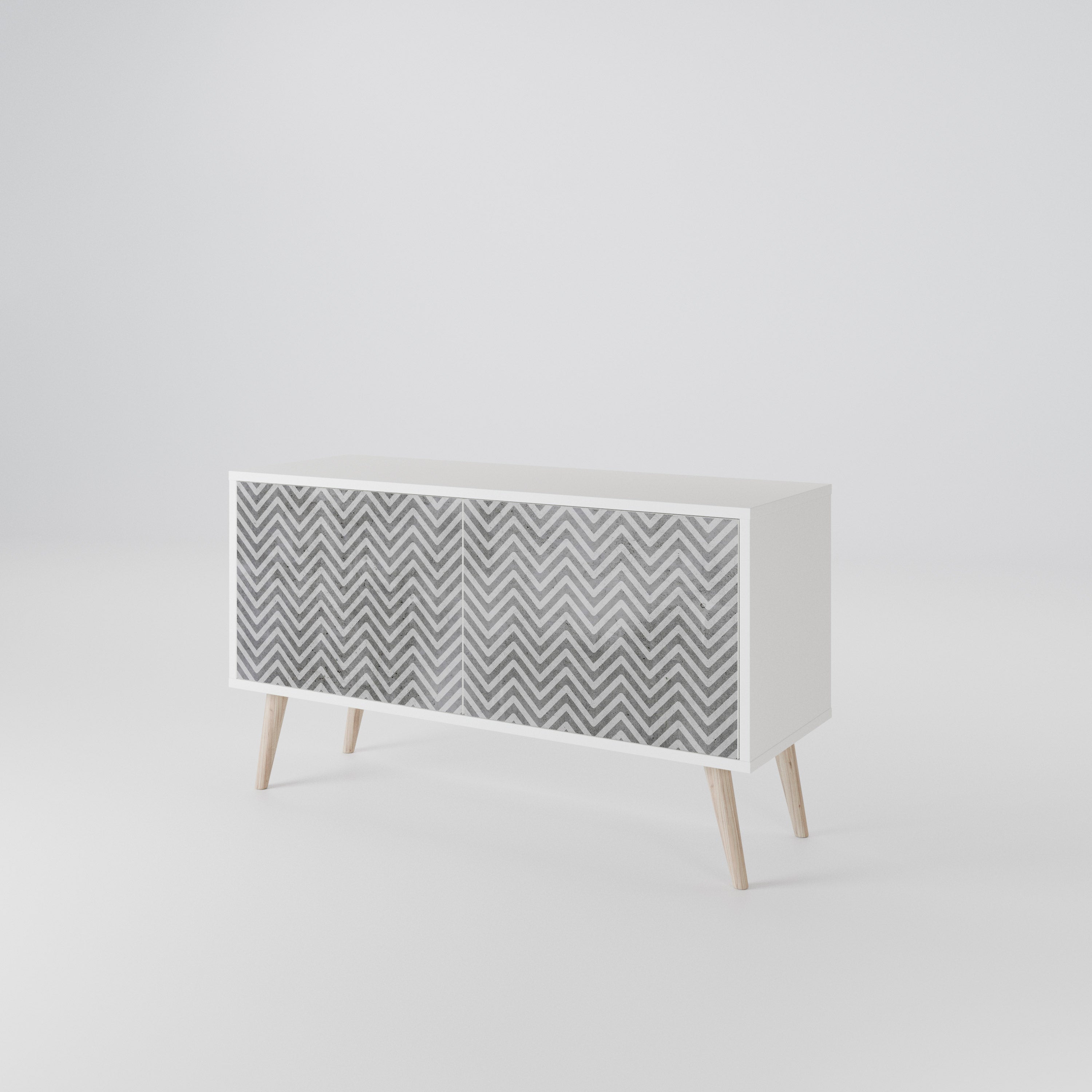 CONCRETE ZIG ZAG Compact 2-Door TV Cabinet