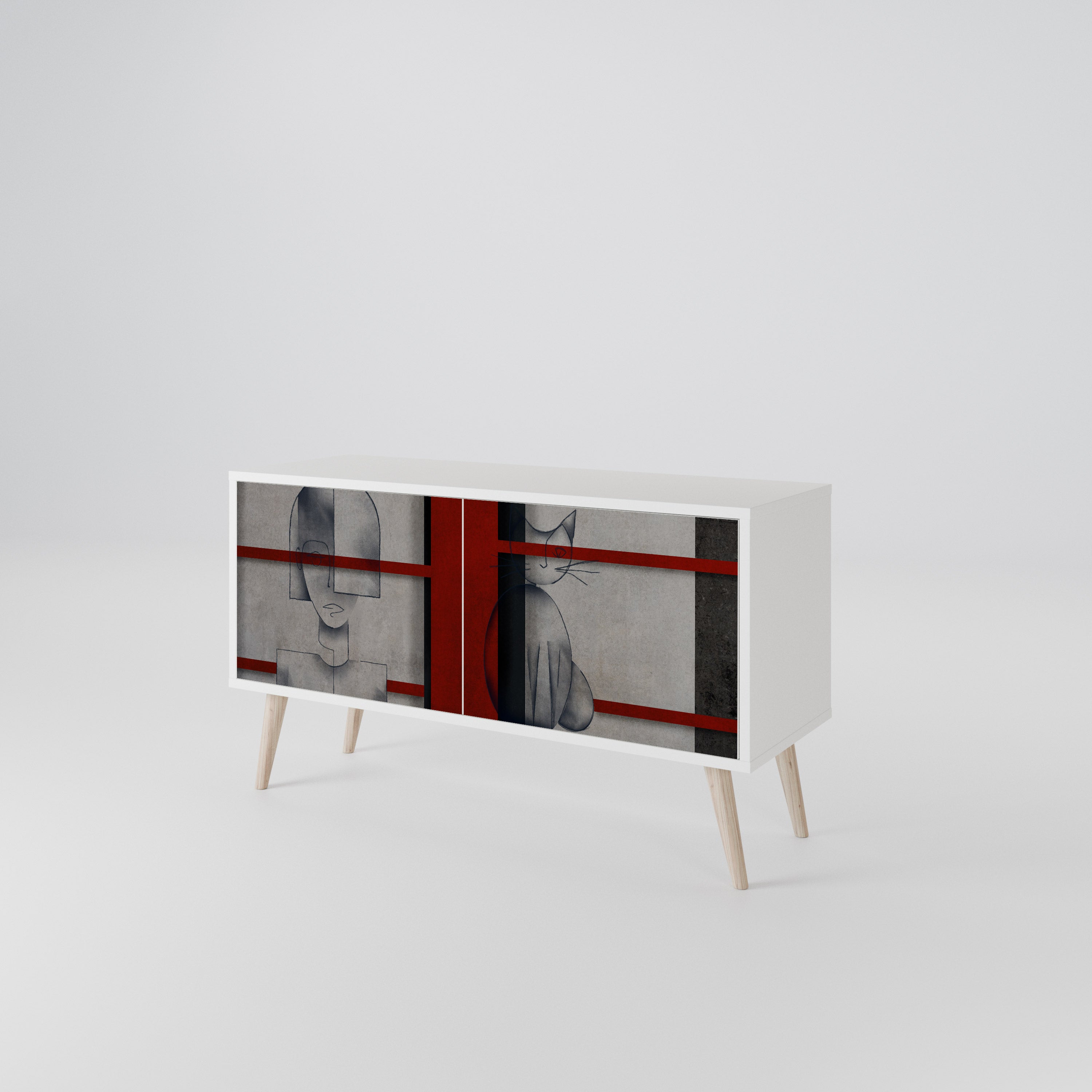 GRAY FIGURES Compact 2-Door TV Cabinet