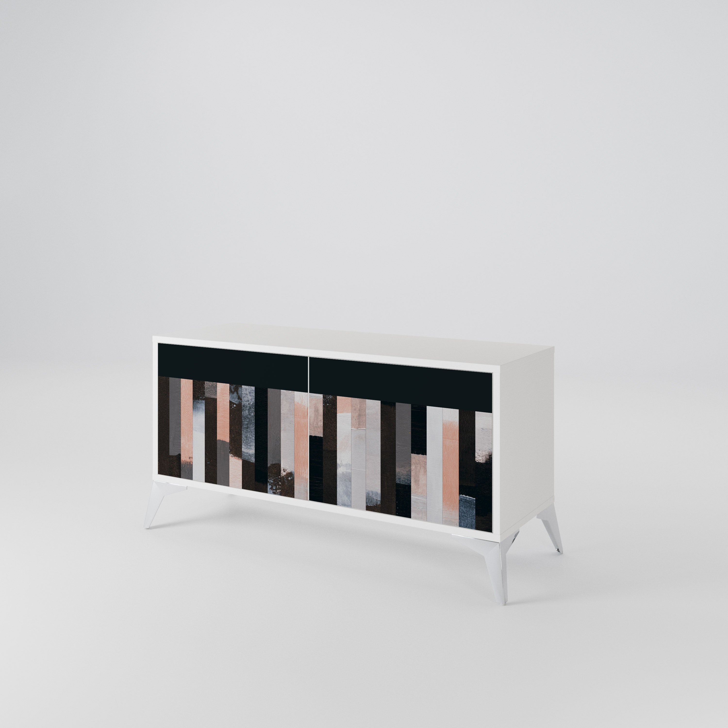 COLLAGE OF RECTANGLES Compact 2-Door TV Cabinet