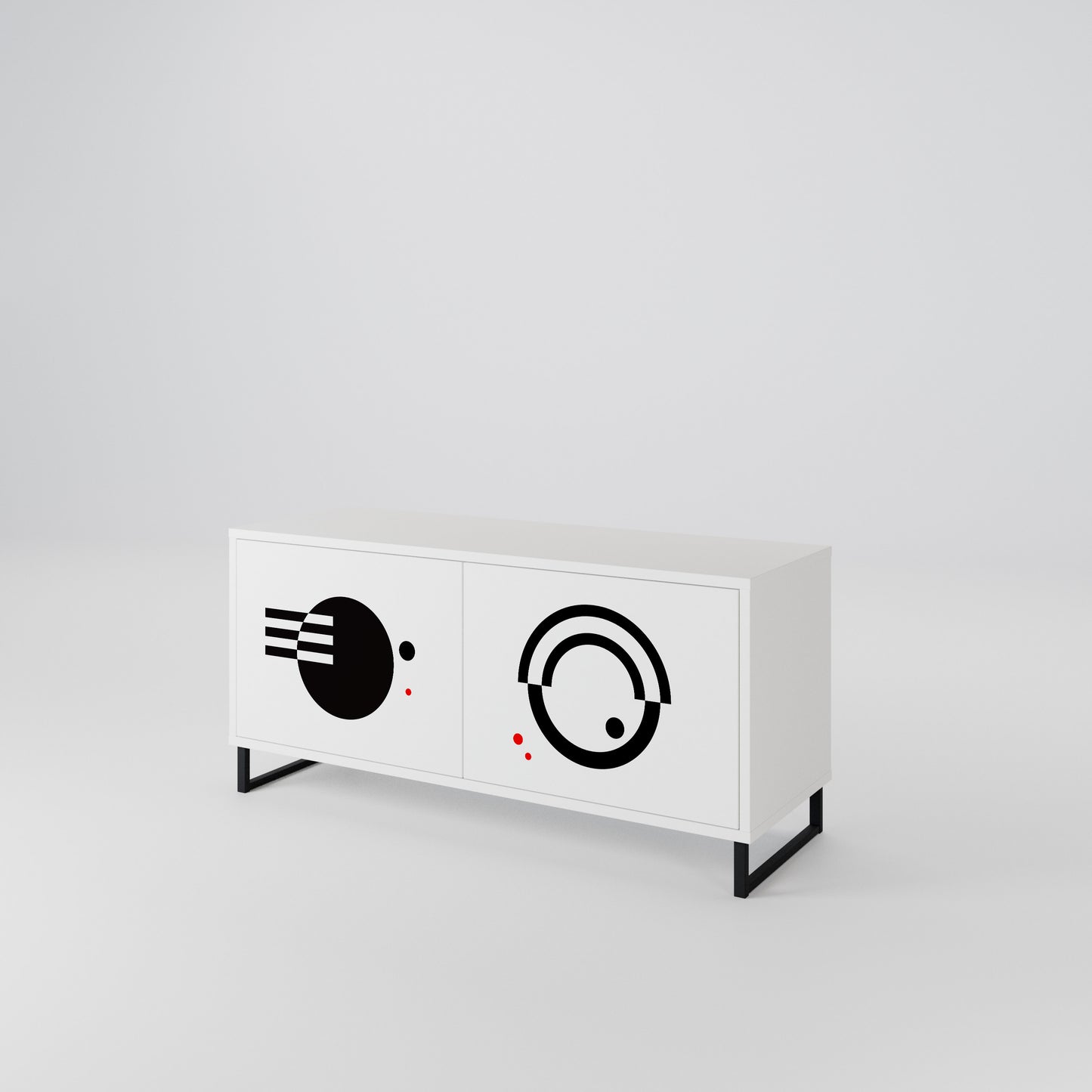 BLACK AND WHITE COMBINATION Συμπαγές έπιπλο τηλεόρασης 2-θυρών