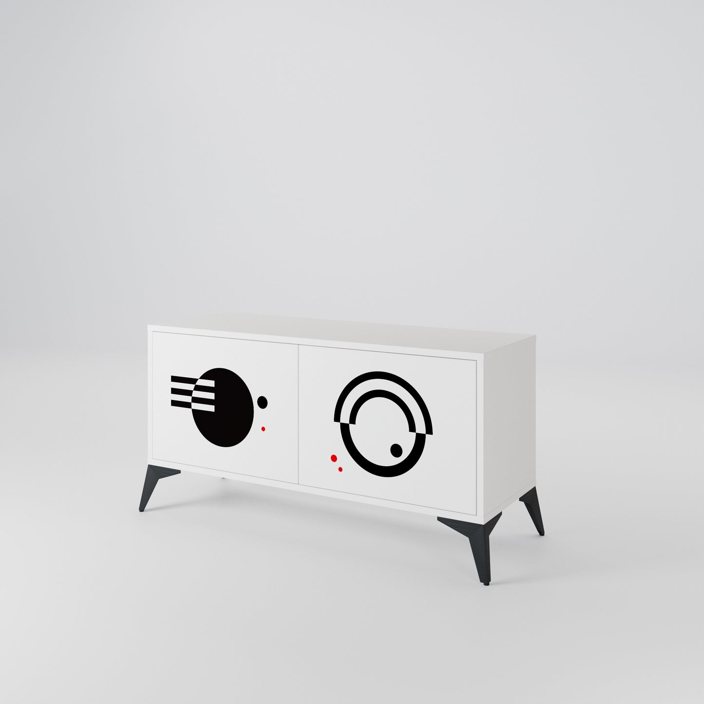 BLACK AND WHITE COMBINATION Συμπαγές έπιπλο τηλεόρασης 2-θυρών