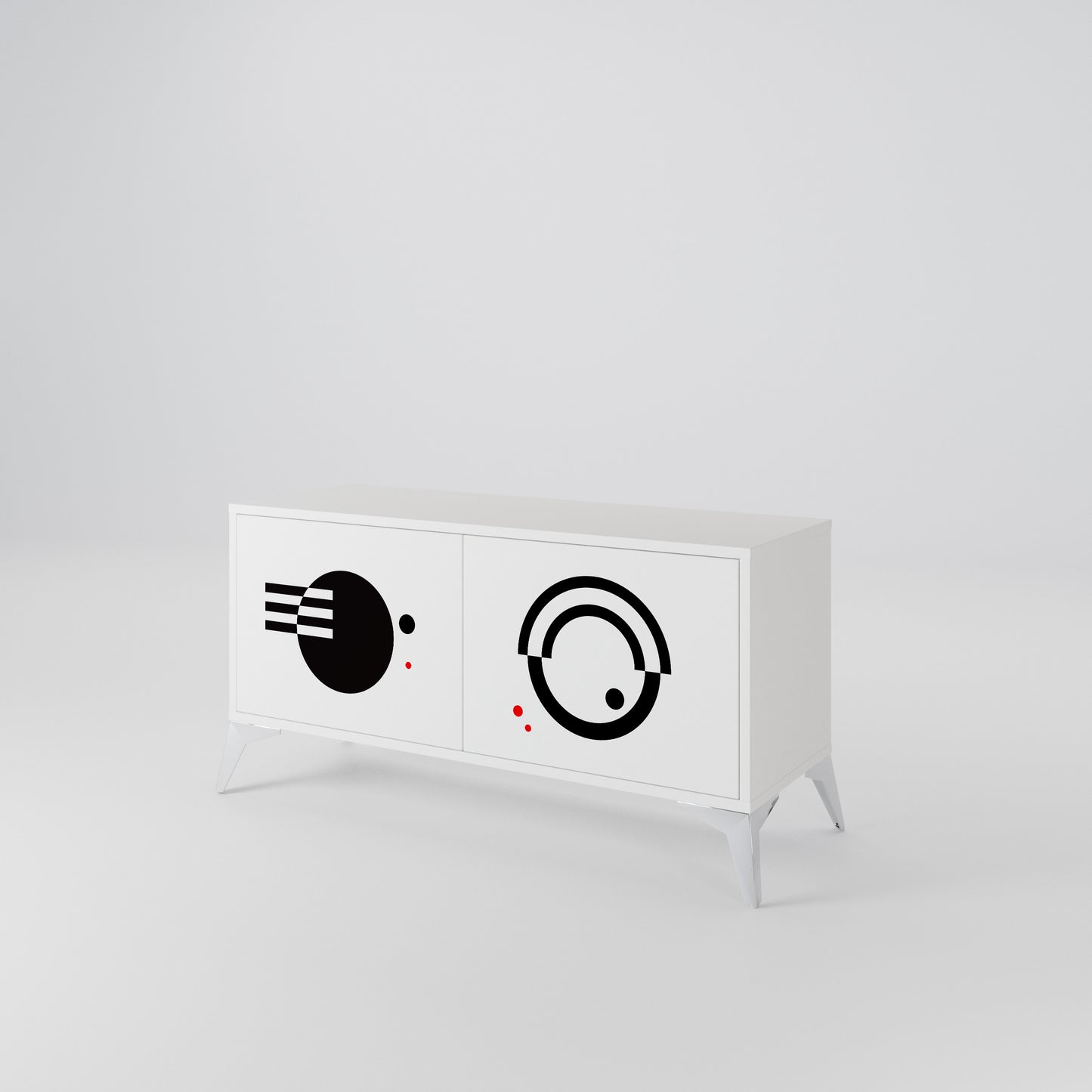 BLACK AND WHITE COMBINATION Συμπαγές έπιπλο τηλεόρασης 2-θυρών