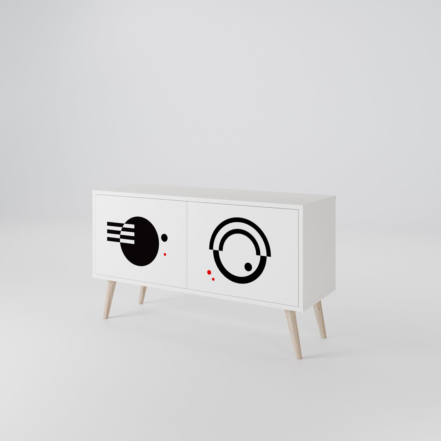 BLACK AND WHITE COMBINATION Συμπαγές έπιπλο τηλεόρασης 2-θυρών