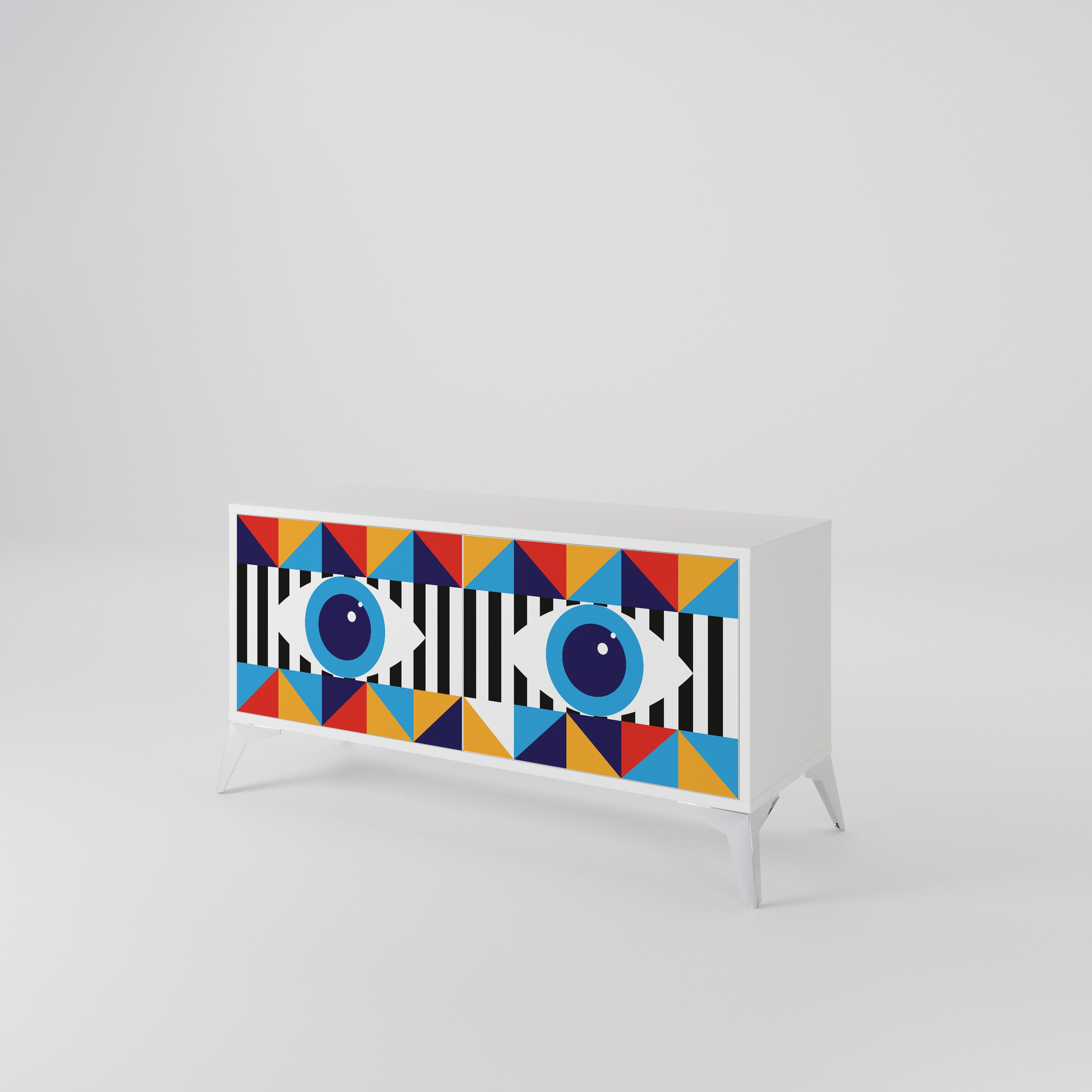 ABSTRACTION AND GEOMETRY Compact 2-Door TV Cabinet