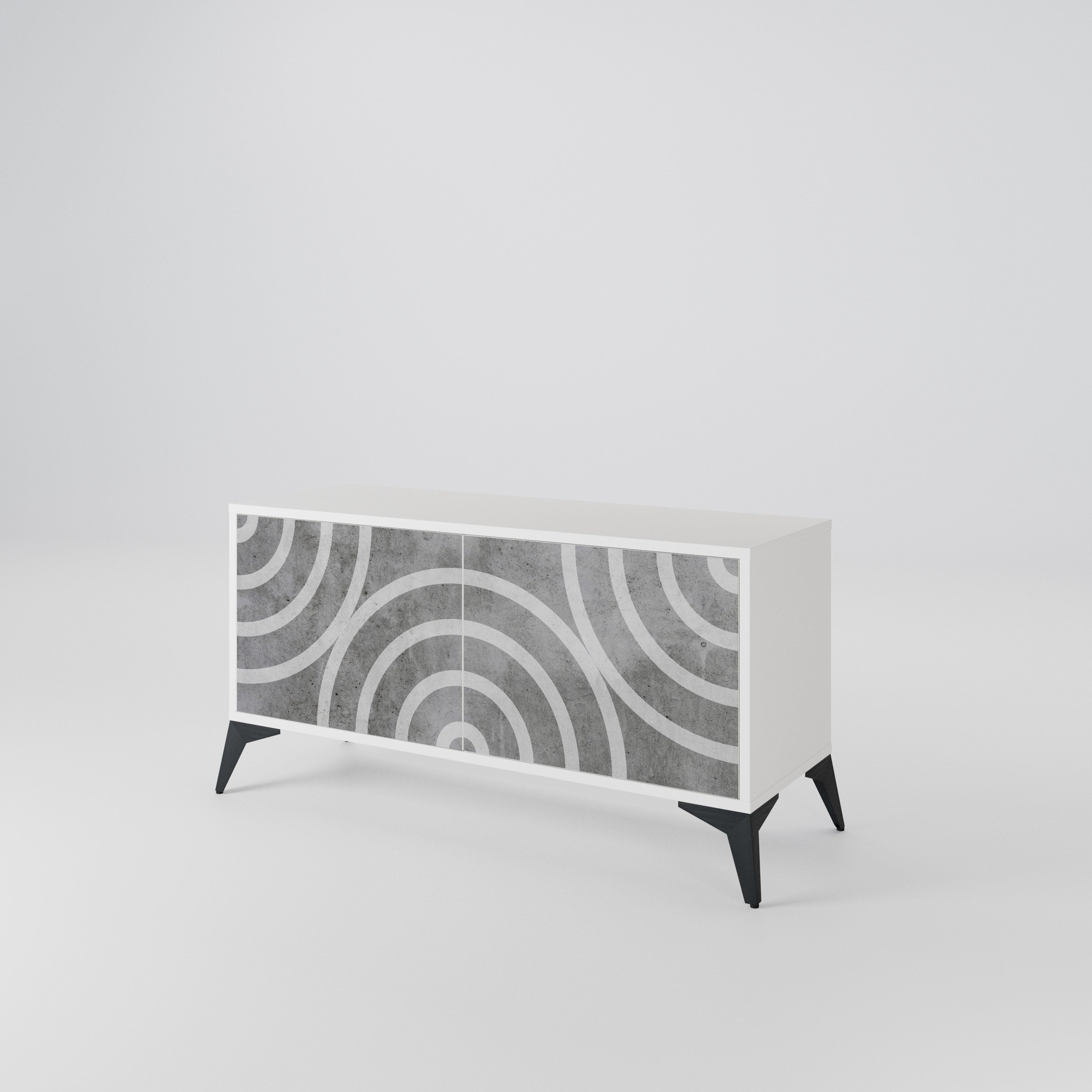 CIRCLE CONCRETE Compact 2-Door TV Cabinet