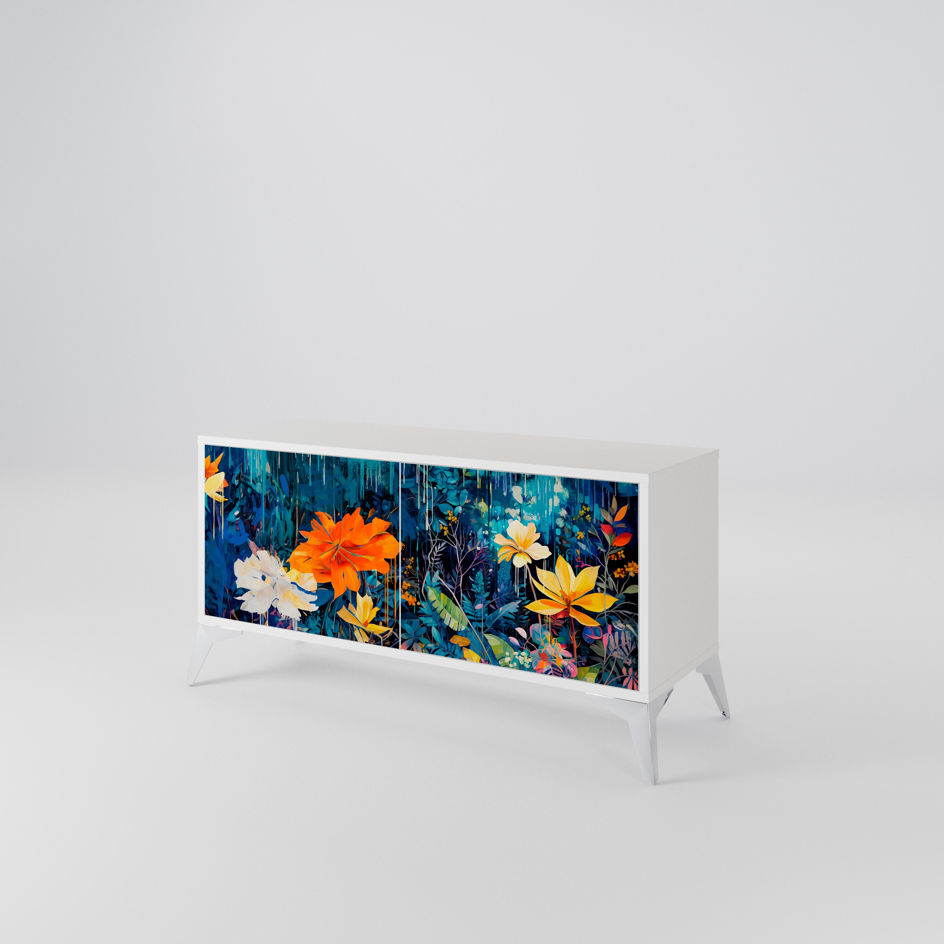 MIDNIGHT BLOSSOM Compact 2-Door TV Cabinet