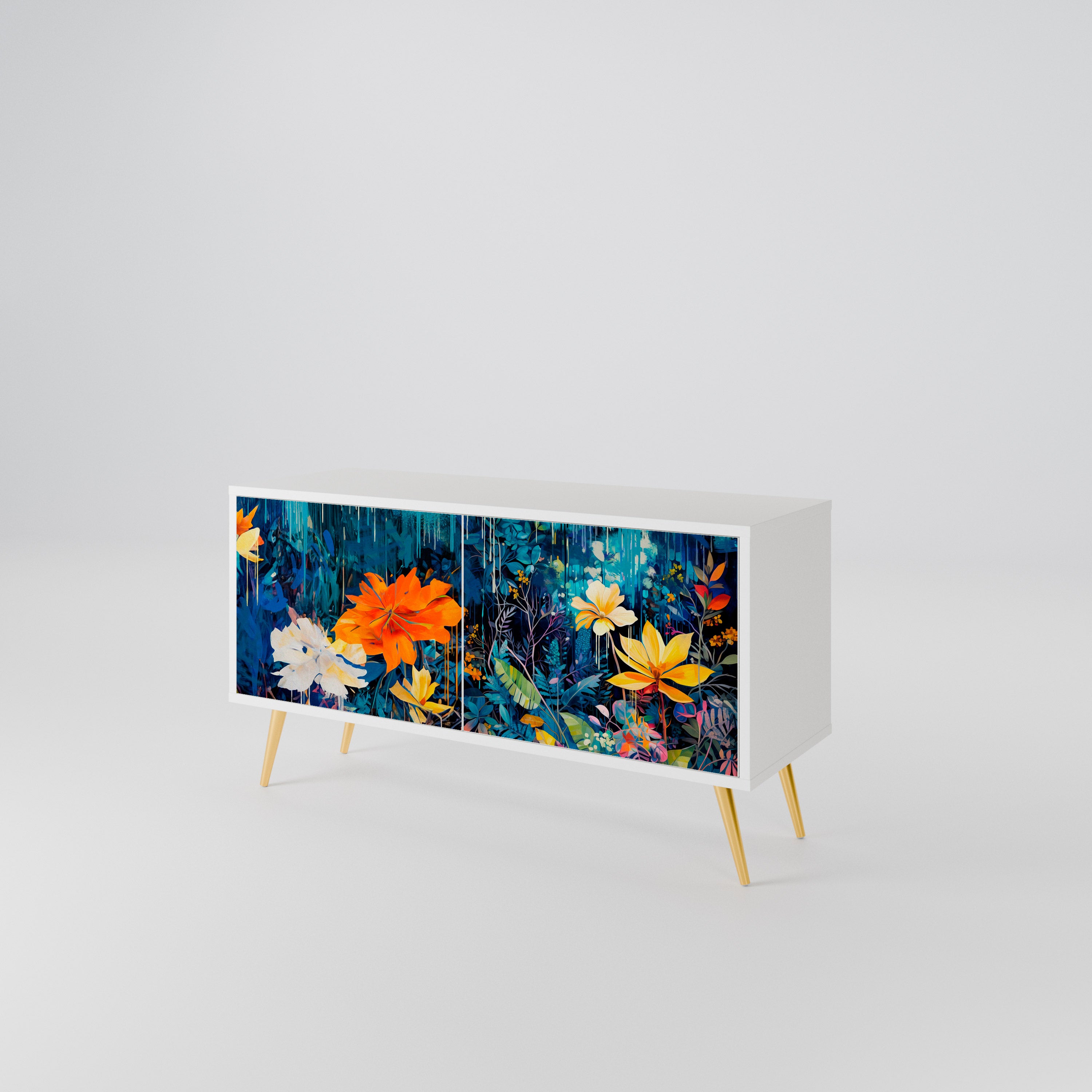 MIDNIGHT BLOSSOM Compact 2-Door TV Cabinet
