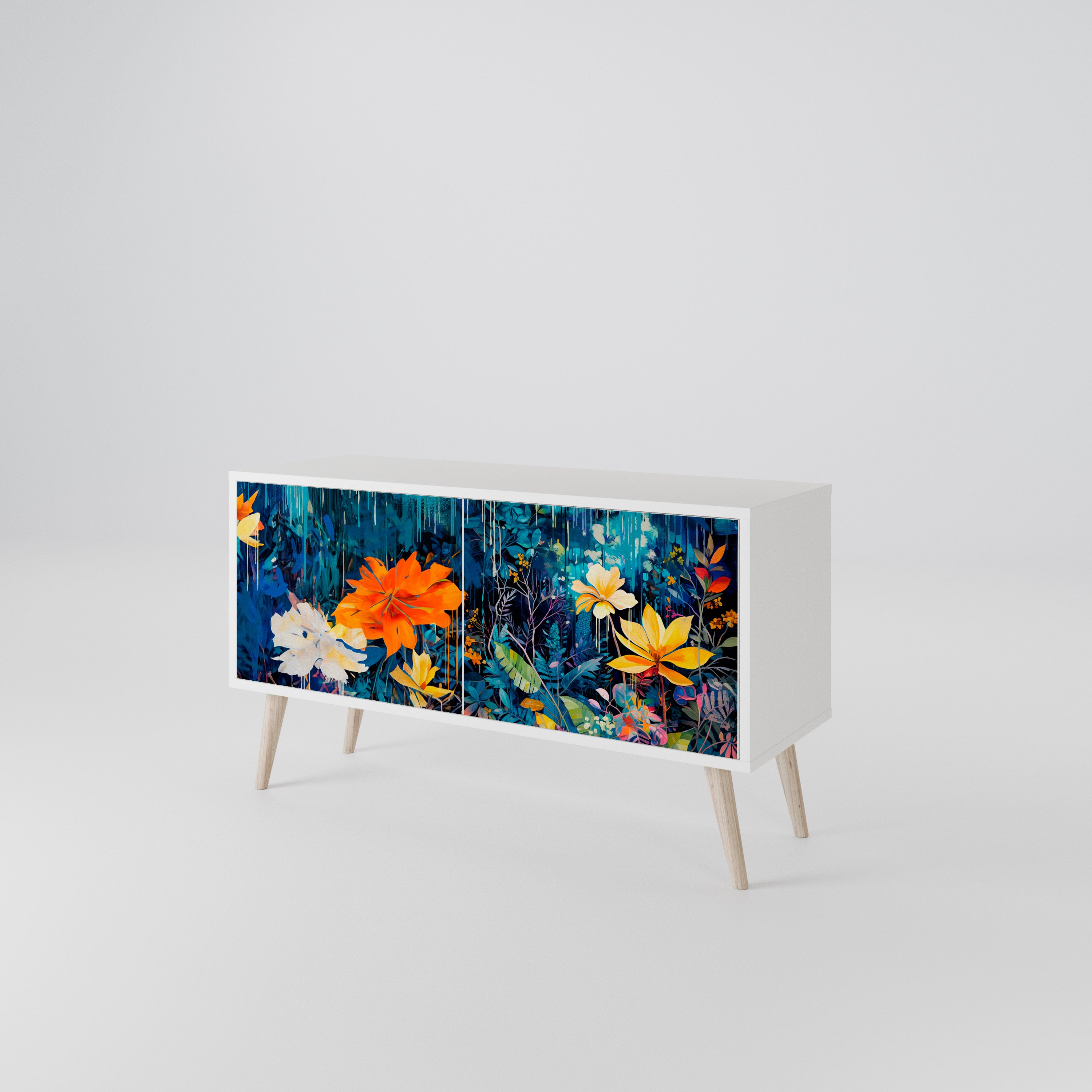 MIDNIGHT BLOSSOM Compact 2-Door TV Cabinet